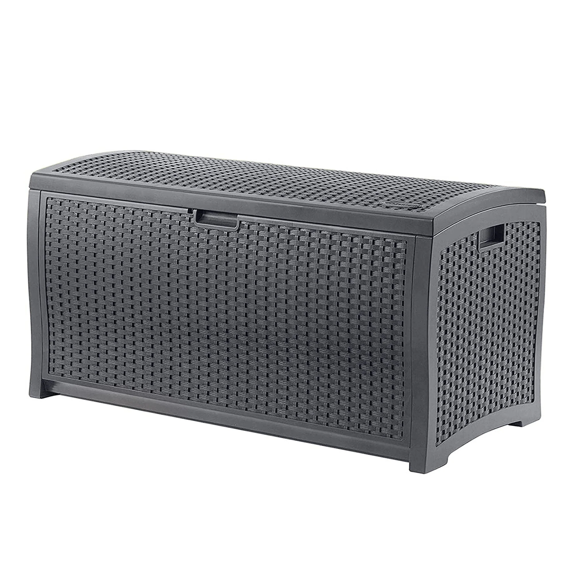 Suncast 73 Gallon Wicker Outdoor Patio Storage Deck Box, Cyberspace (2 Pack) - Image 2