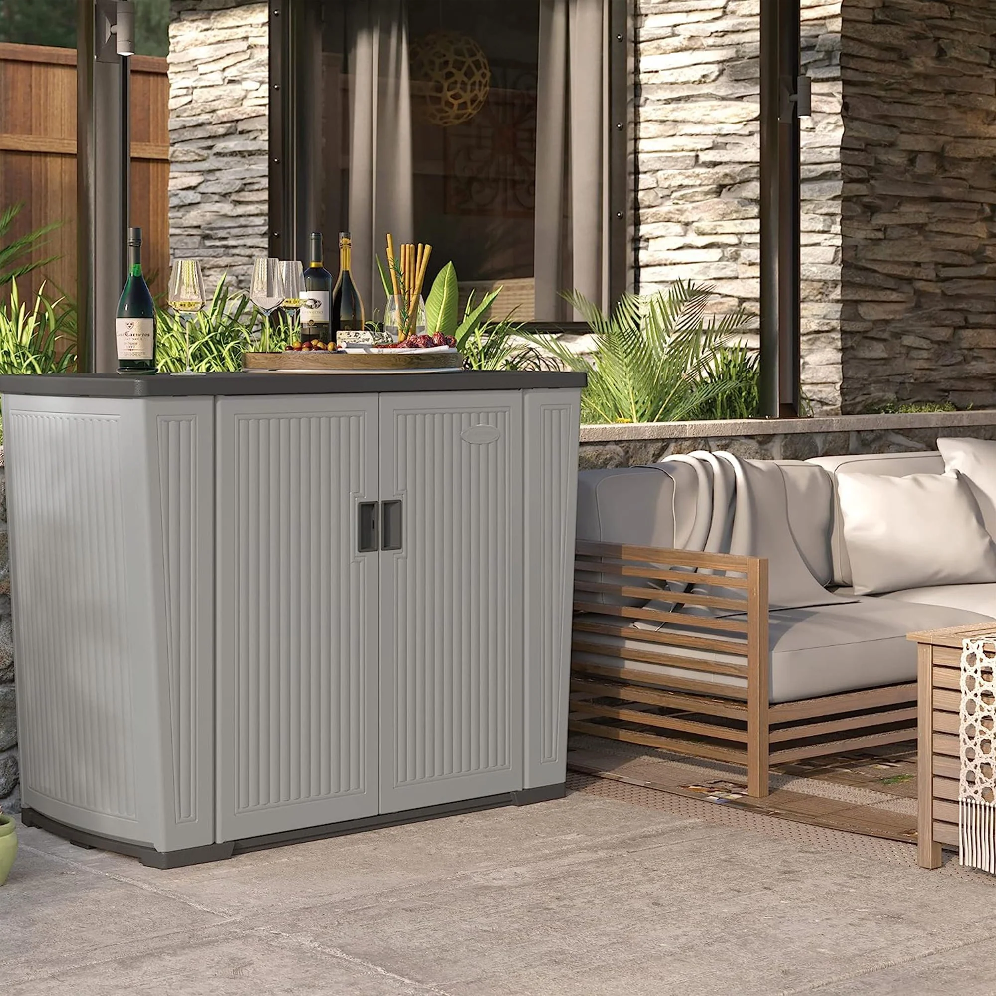 Suncast Backyard Oasis 130 Gallon Outdoor Storage Shed Basic Unit, Dove Gray - Image 8