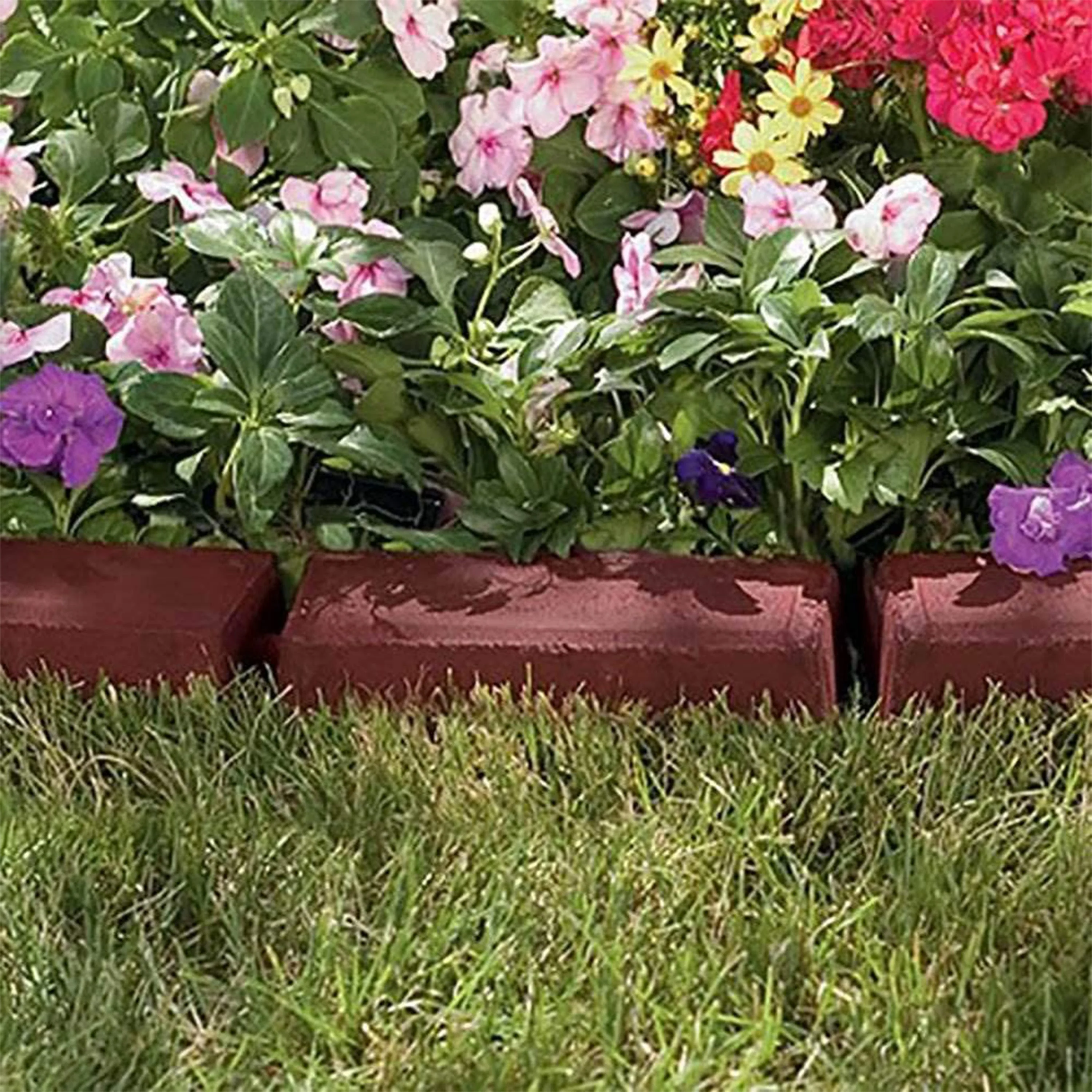 Suncast BBE10TC 12 Inch Section, Interlocking Brick Resin Border Edging, 10 Pack - Image 9