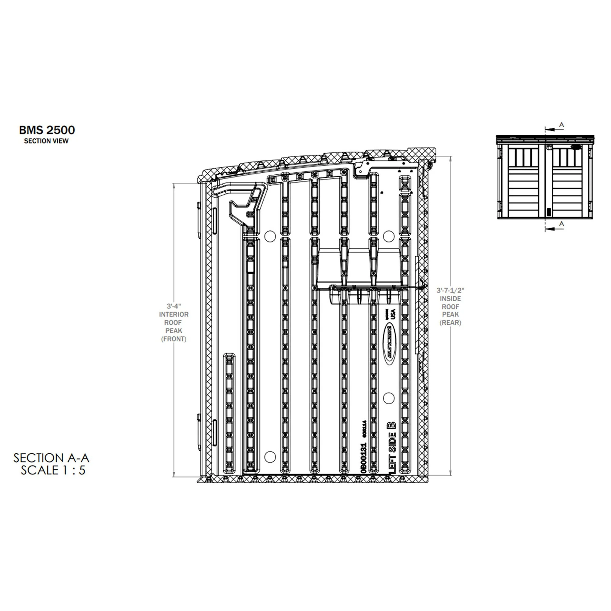 Suncast BMS2500 53 x 31.5 x 45.5" Horizontal Resin Outdoor Storage Shed w/ Floor - Image 10