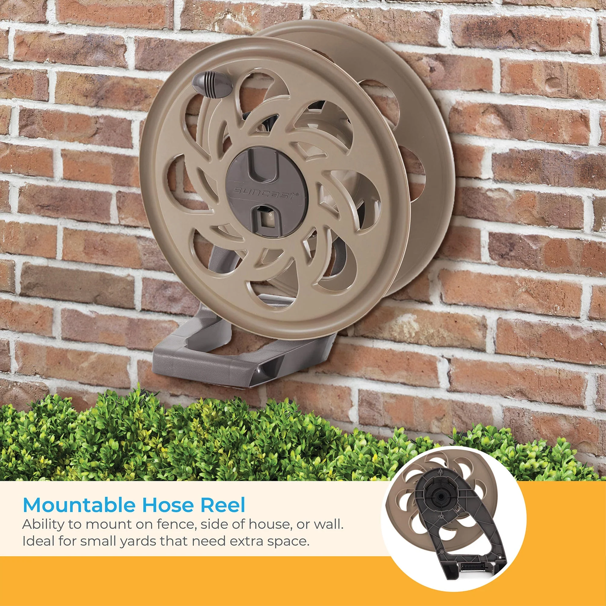 Suncast CPLSTA125B 125' Wall-Mounted Side Tracker Garden Hose Reel for 5/8" Hose - Image 5