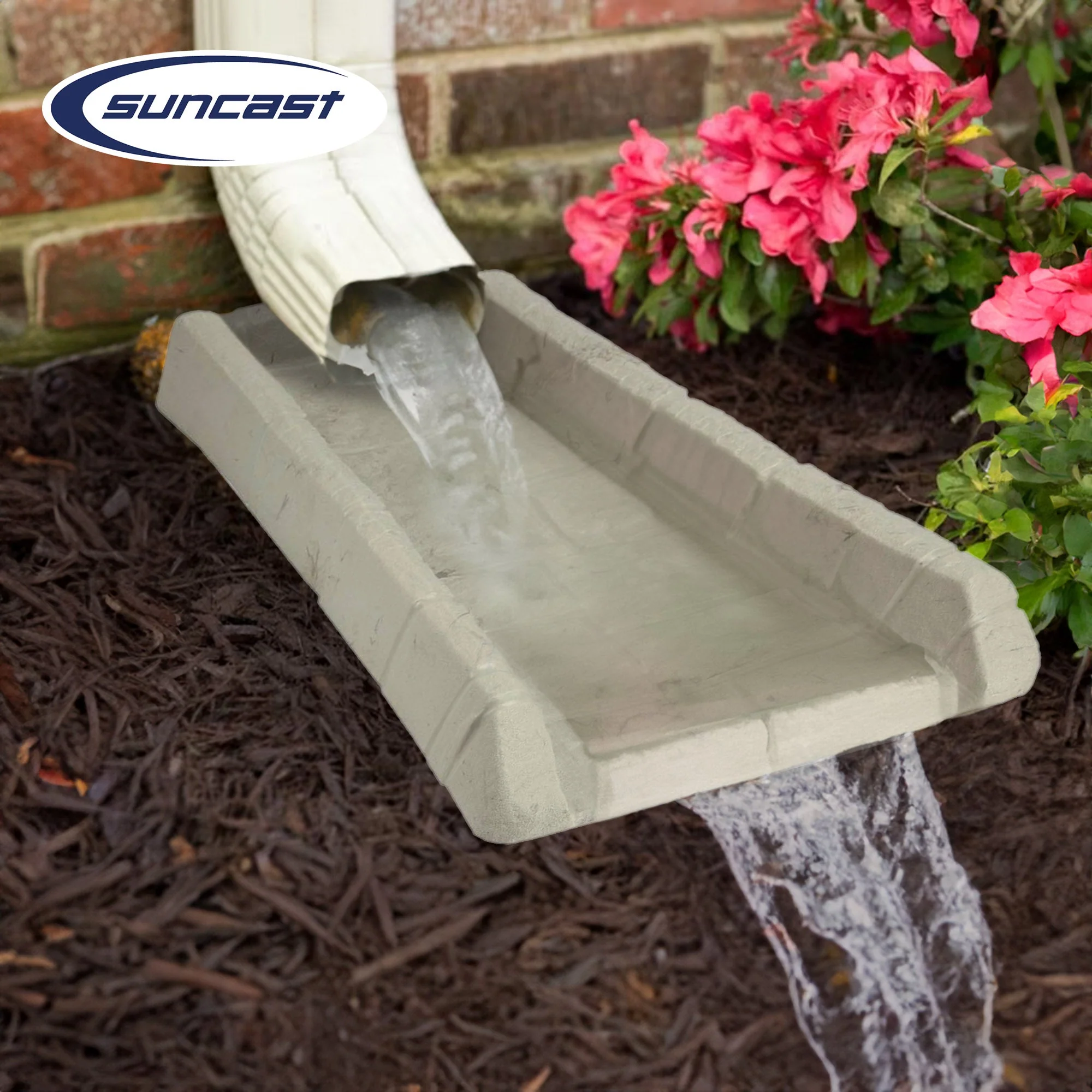 Suncast Decorative Rain Gutter Downspout Splash Block, Light Taupe (6 Pack) - Image 5