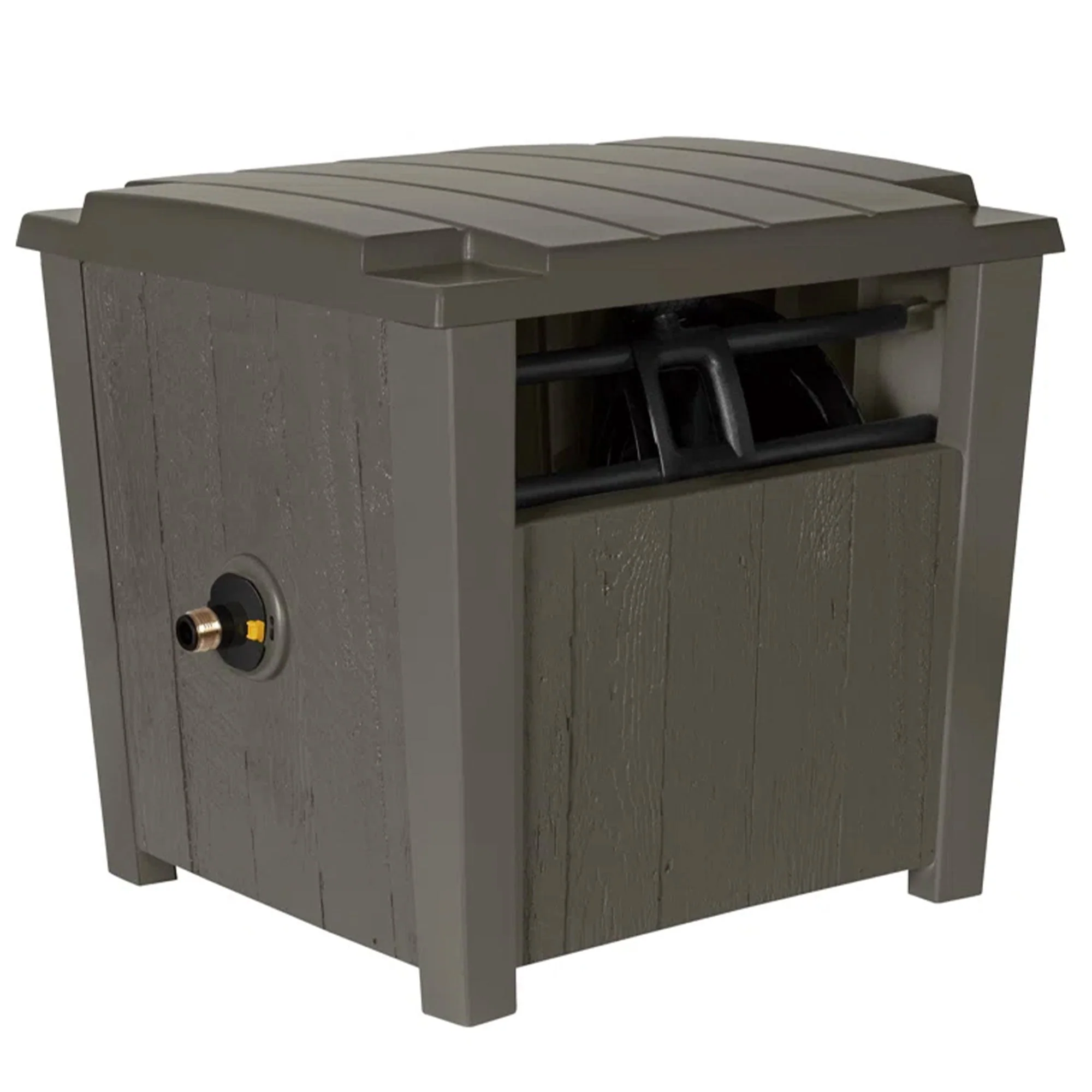 Suncast Farmington Hideaway Outdoor Garden Hose Storage Pot Container, Stoney - Image 11