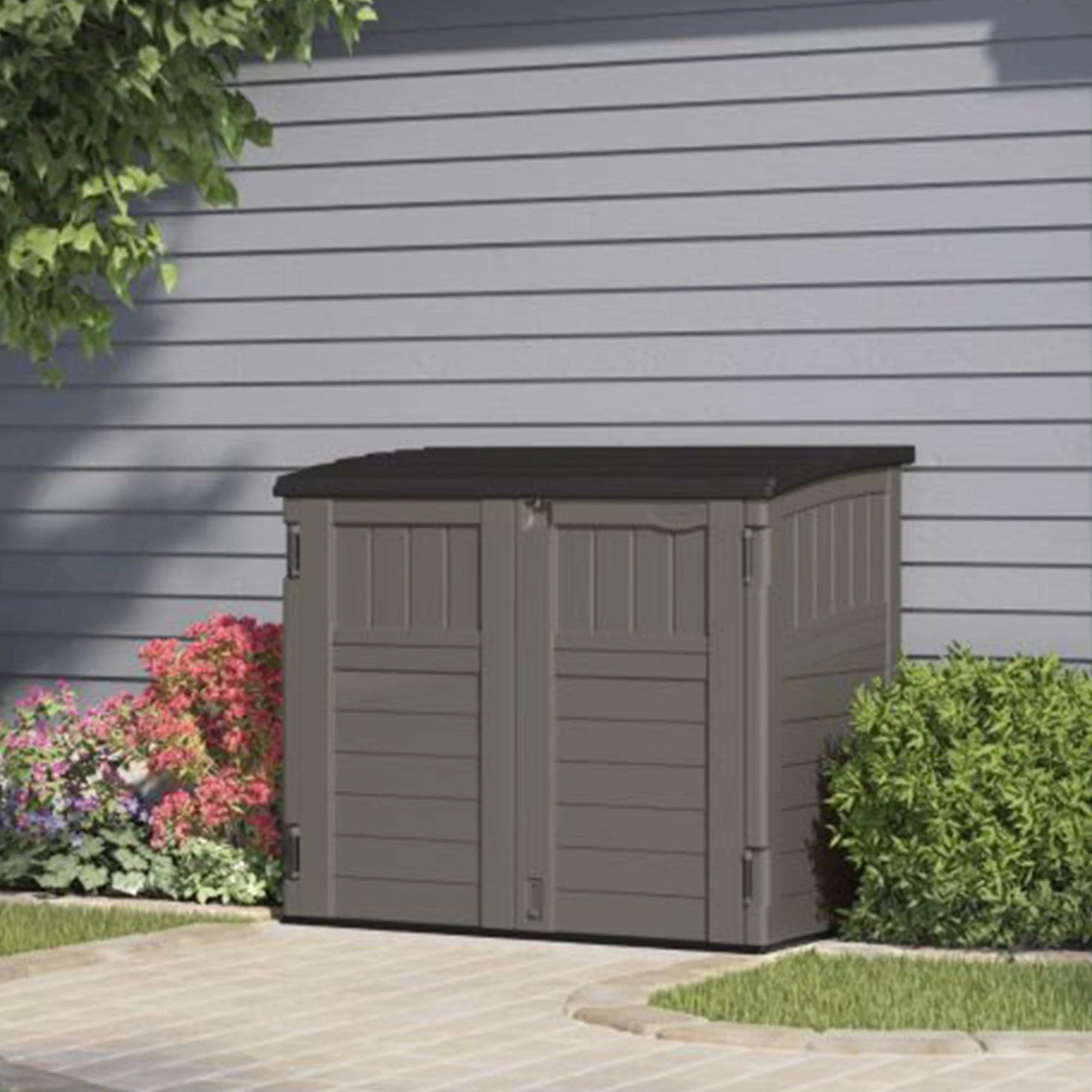 Suncast Horizontal 4 Foot x 2.5 Foot Outdoor/Garden Storage Shed, Stoney Grey - Image 5