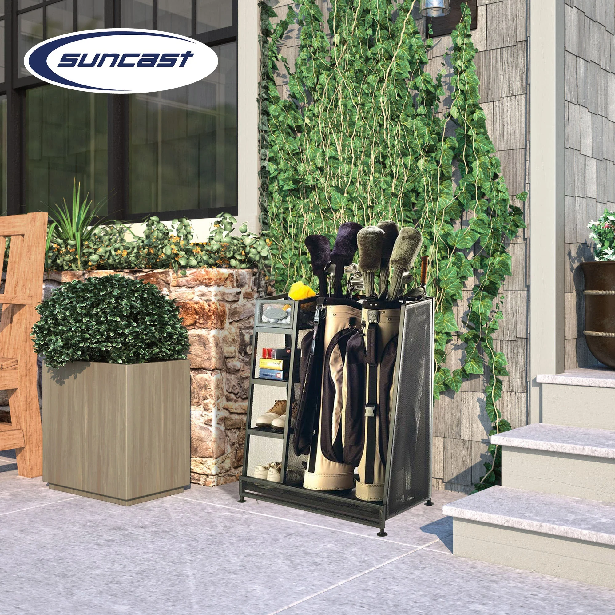 Suncast Metal Complete Golf Bag Organizer for Garage w/ Shelves & Bin (2 Pack) - Image 5