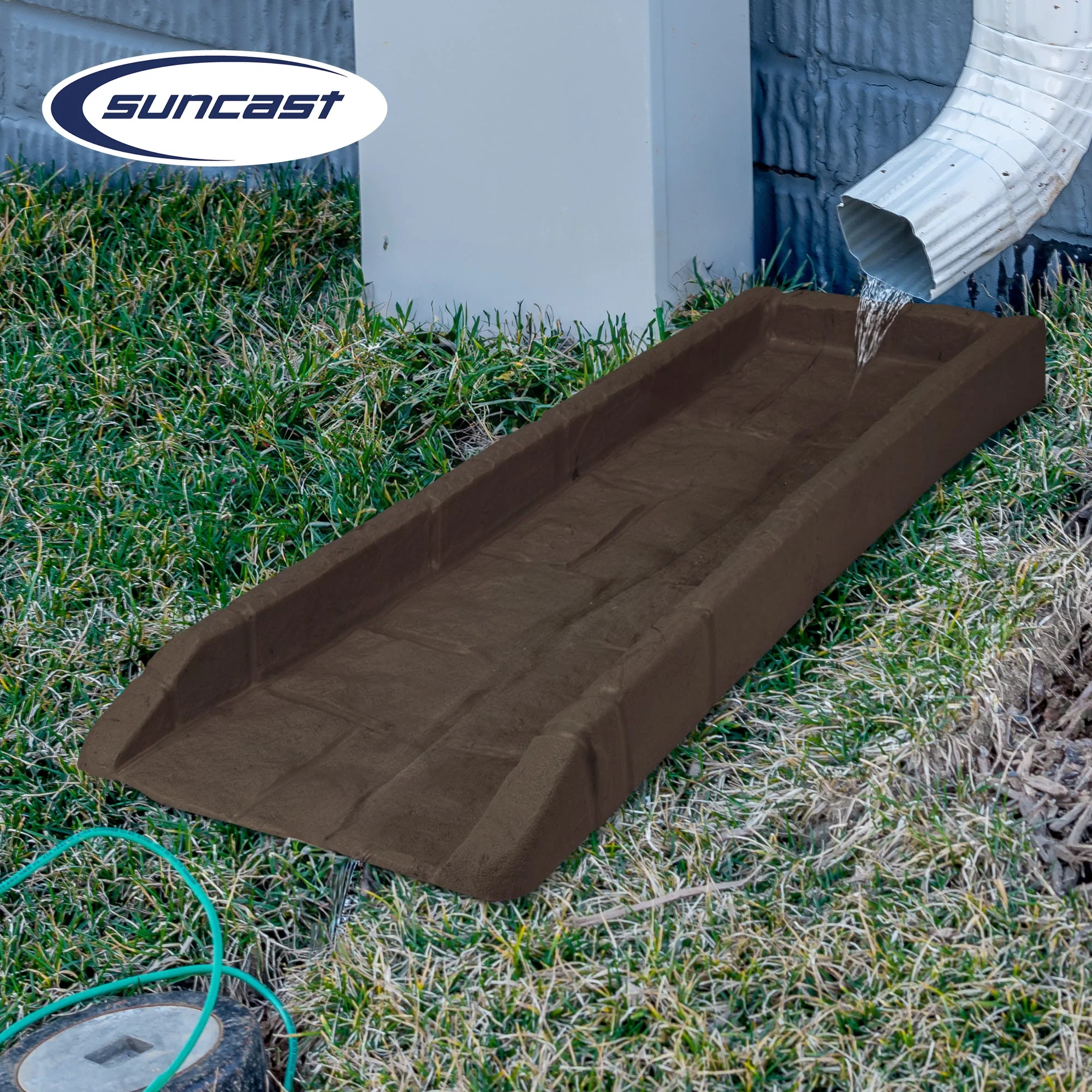 Suncast Outdoor Decorative Rain Gutter Downspout Splash Block, Java (6 Pack) - Image 5
