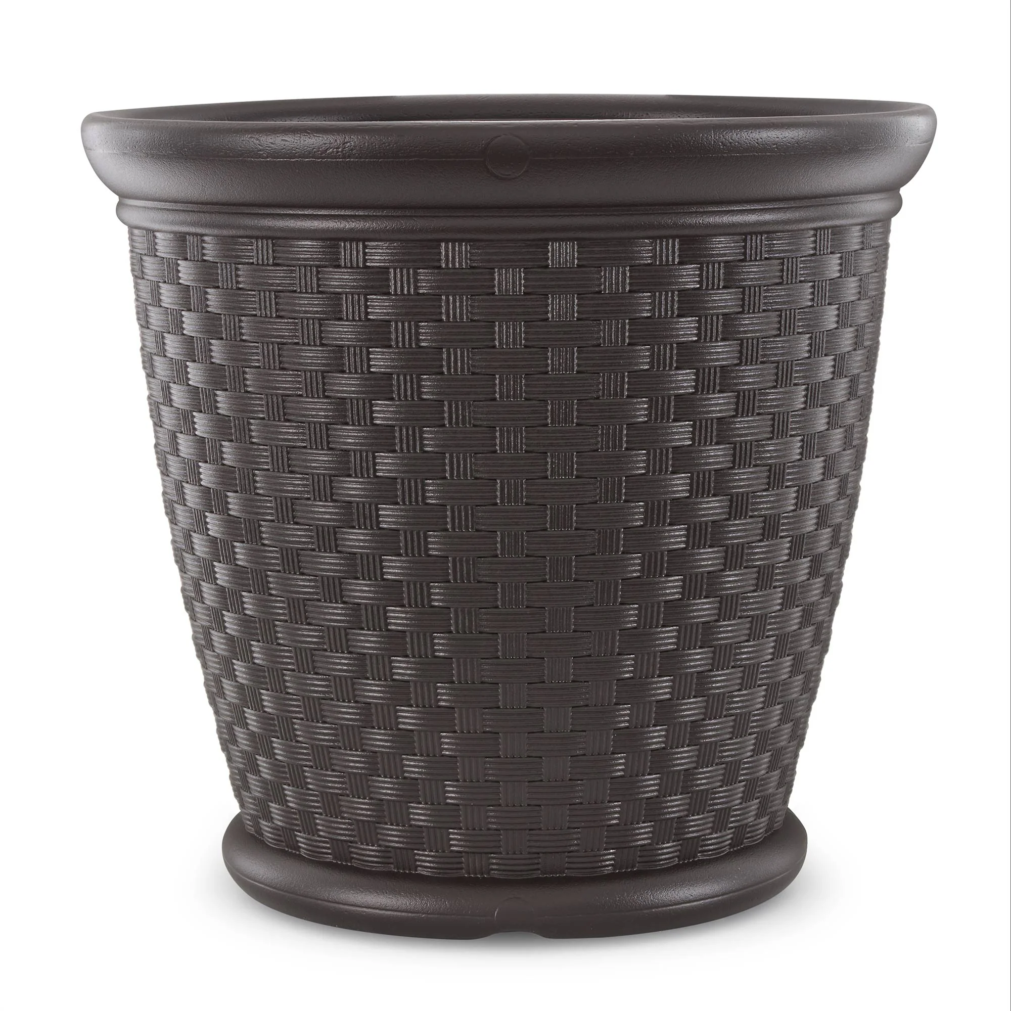 Suncast Sonora 22" Wicker Decorative Garden Flower Planter, Dark Brown (4 Pack) - Image 8