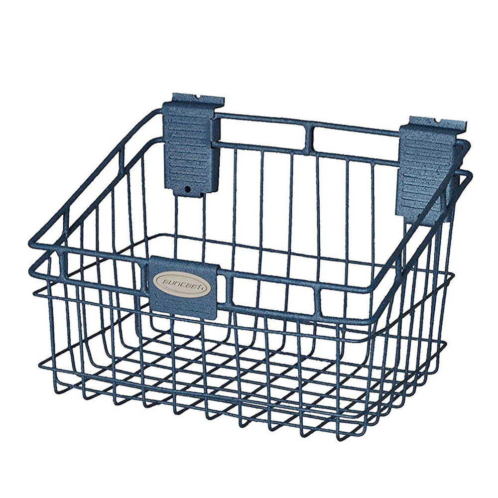 Suncast Storage Trends Slatwall Mounted Metal Wire Basket, Blue (2 Pack) - Image 2