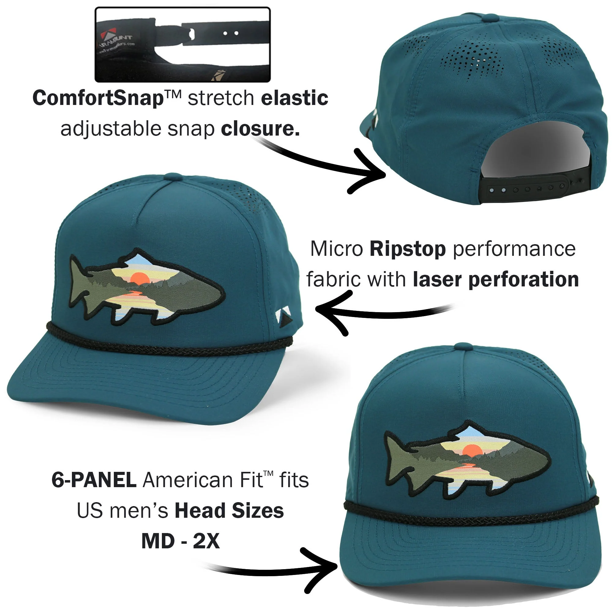Sunset Fish Silhouette 5-Panel Performance Rope Cap - Image 17
