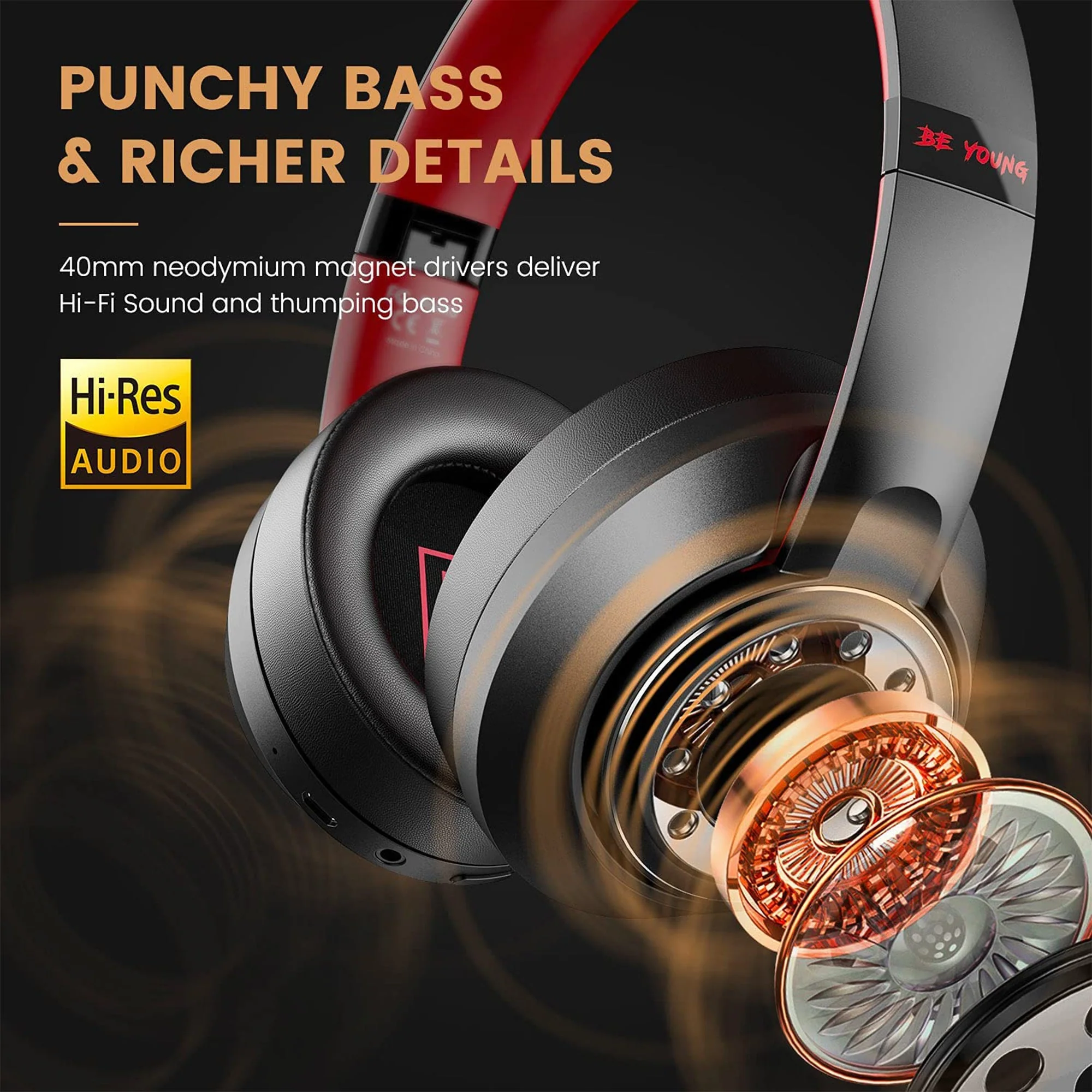SuperEQ S1 Hybrid Headphones with Bluetooth, Transparency, and ANC Mode, Black - Image 5