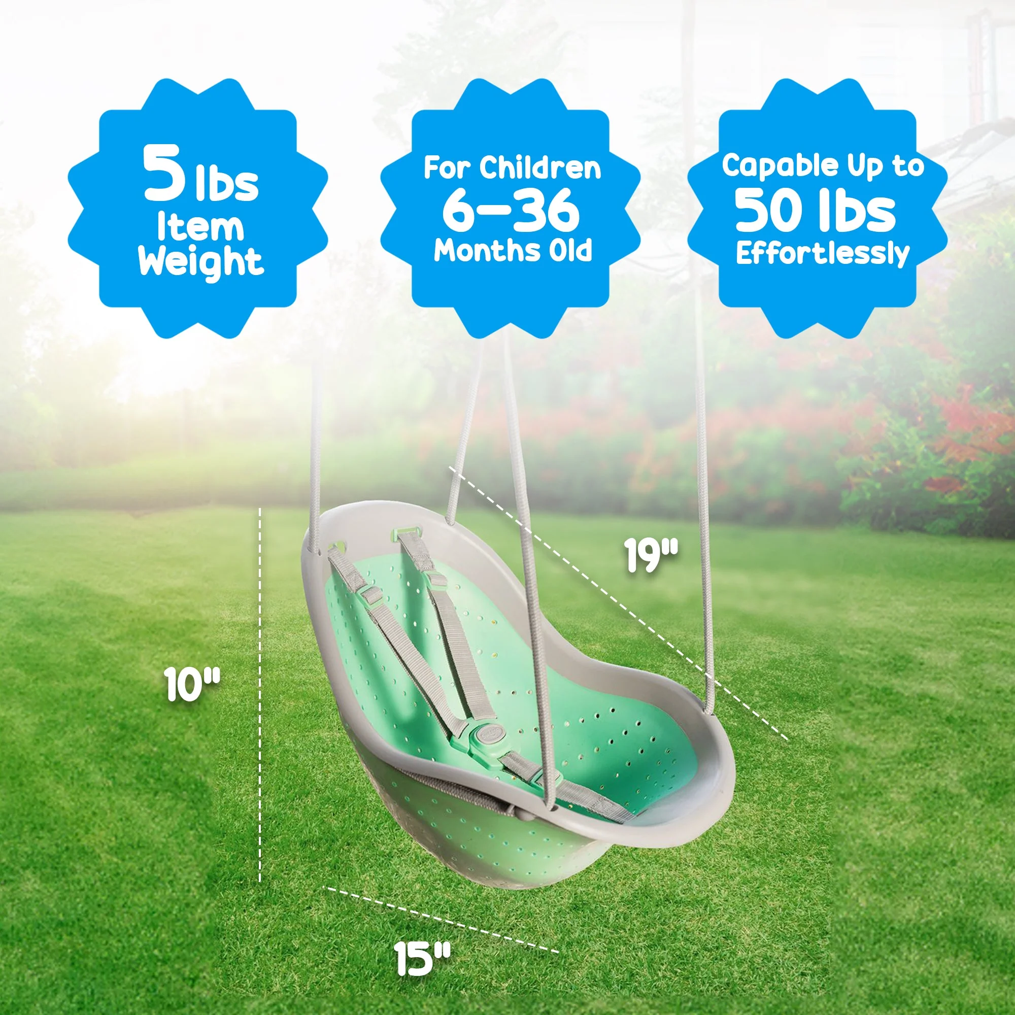 Sweeng Child Swing with Ease Z Adjust Harness Straps and Easy Hang Metal Hooks - Image 3