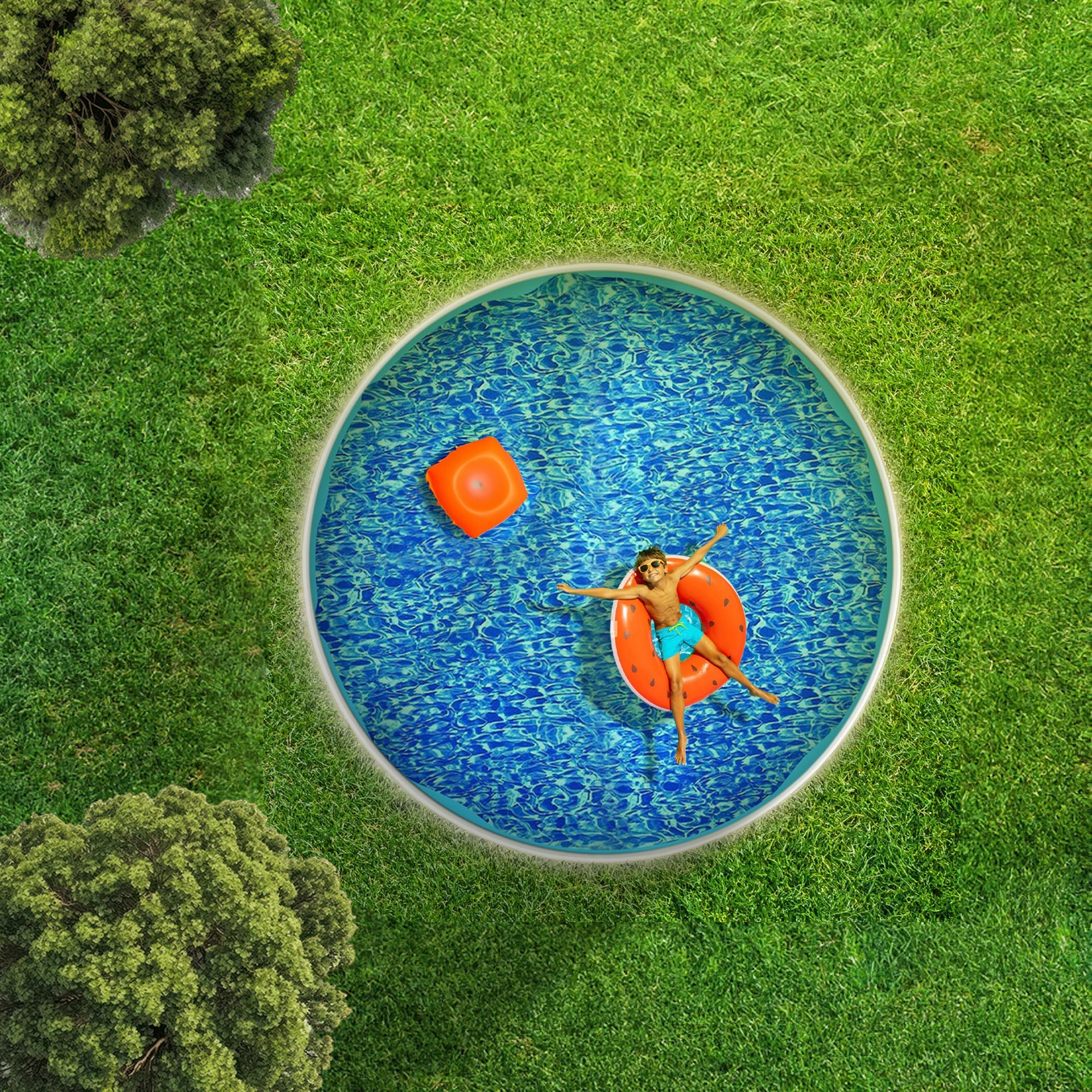 Swimline 15 Foot Swirl Blue Round Above Ground Swimming Pool Wall Overlap Liner - Image 4