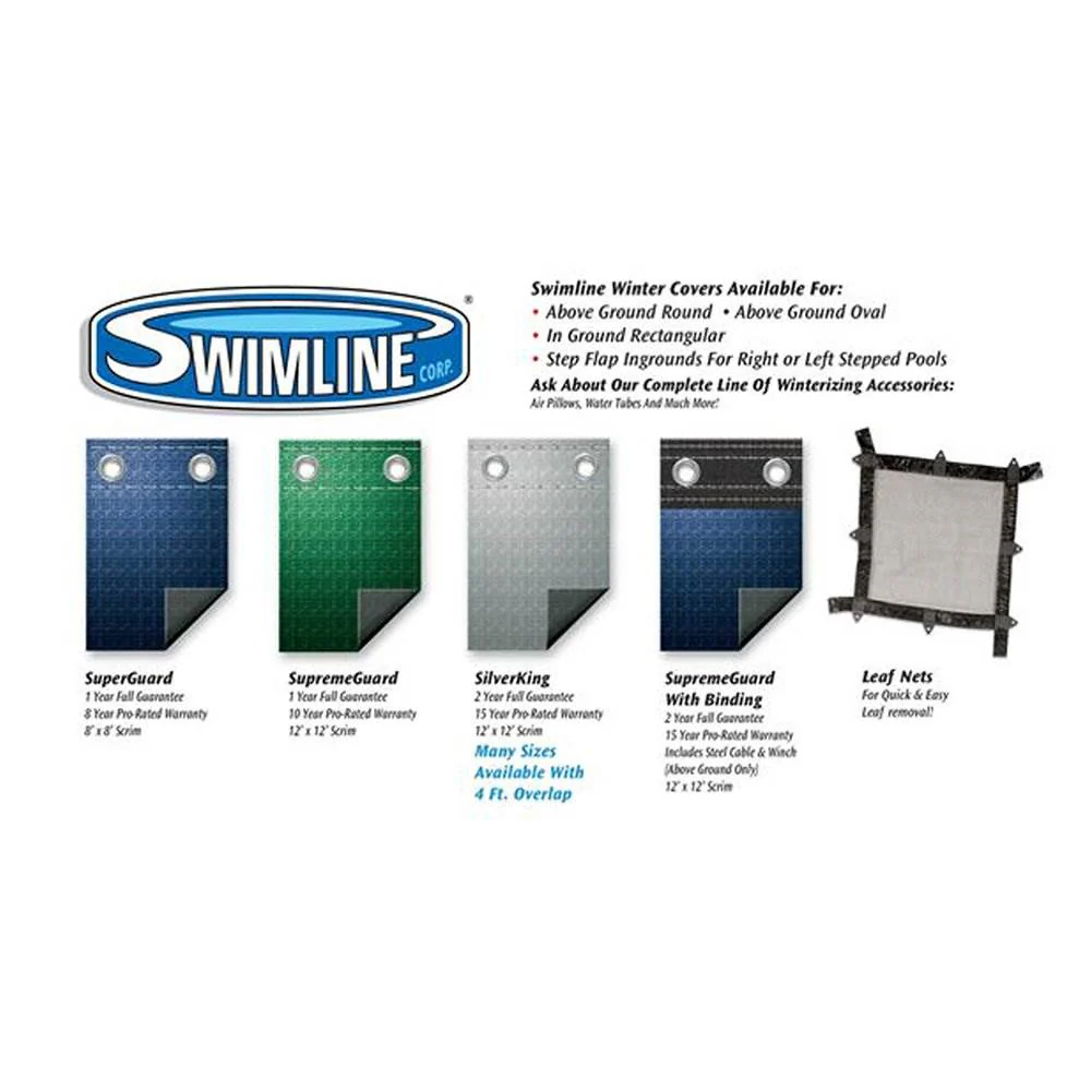 Swimline 21 Foot Round Above Ground Winter Swimming Pool Cover, Blue (2 Pack) - Image 3