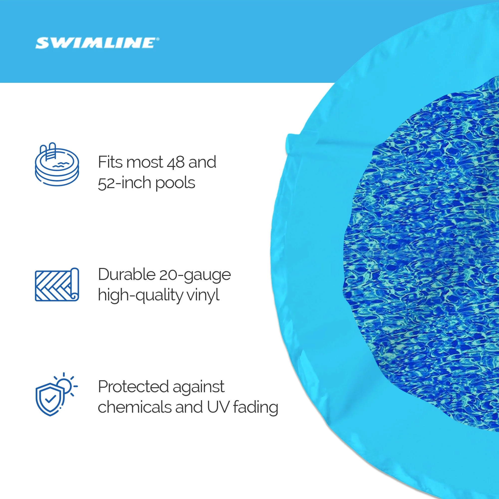 Swimline 21 Foot Swirl Blue Round Above Ground Swimming Pool Wall Overlap Liner - Image 3