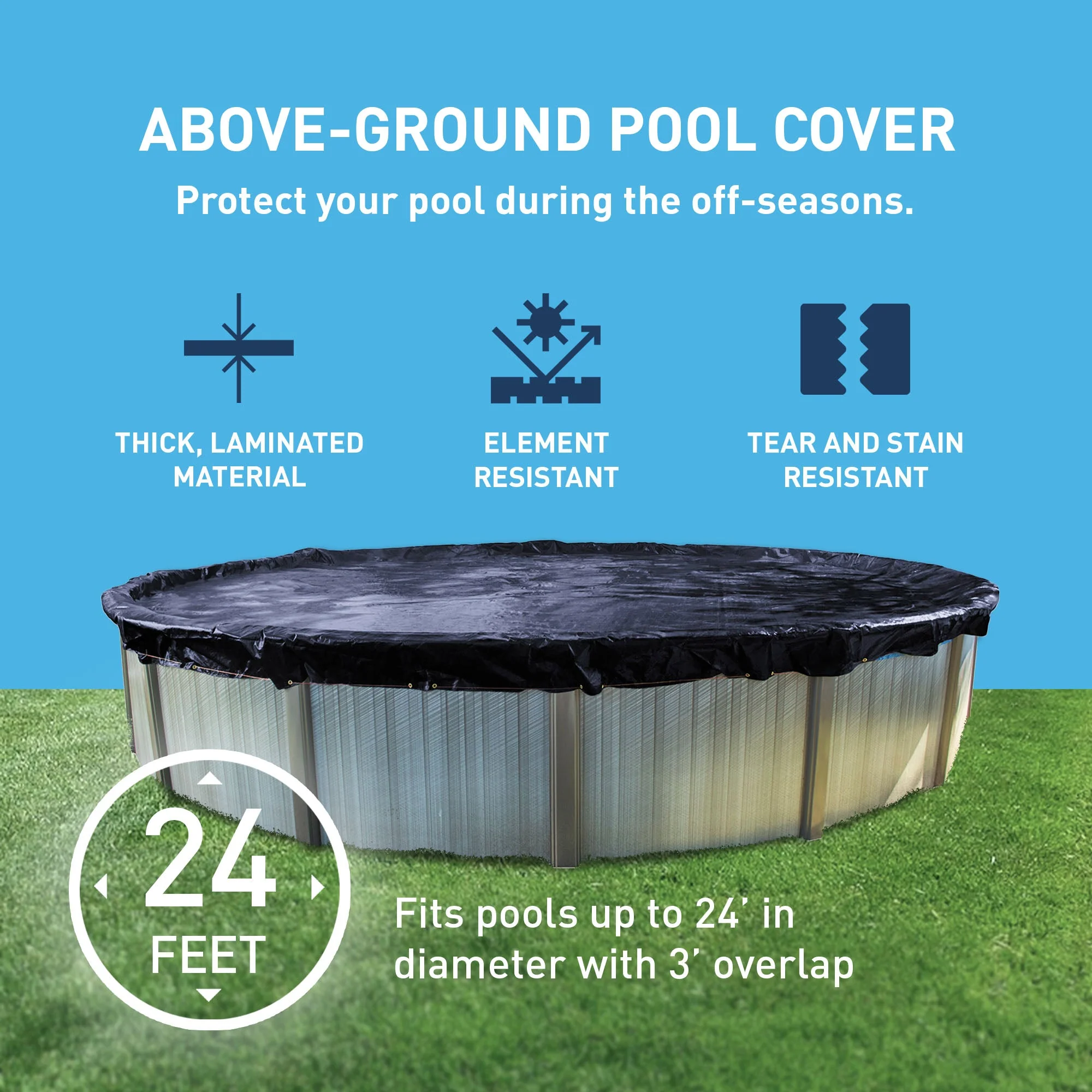 Swimline 24 Ft Round Above Ground Winter Pool Cover w/ 4'x8' Closing Air Pillow - Image 2