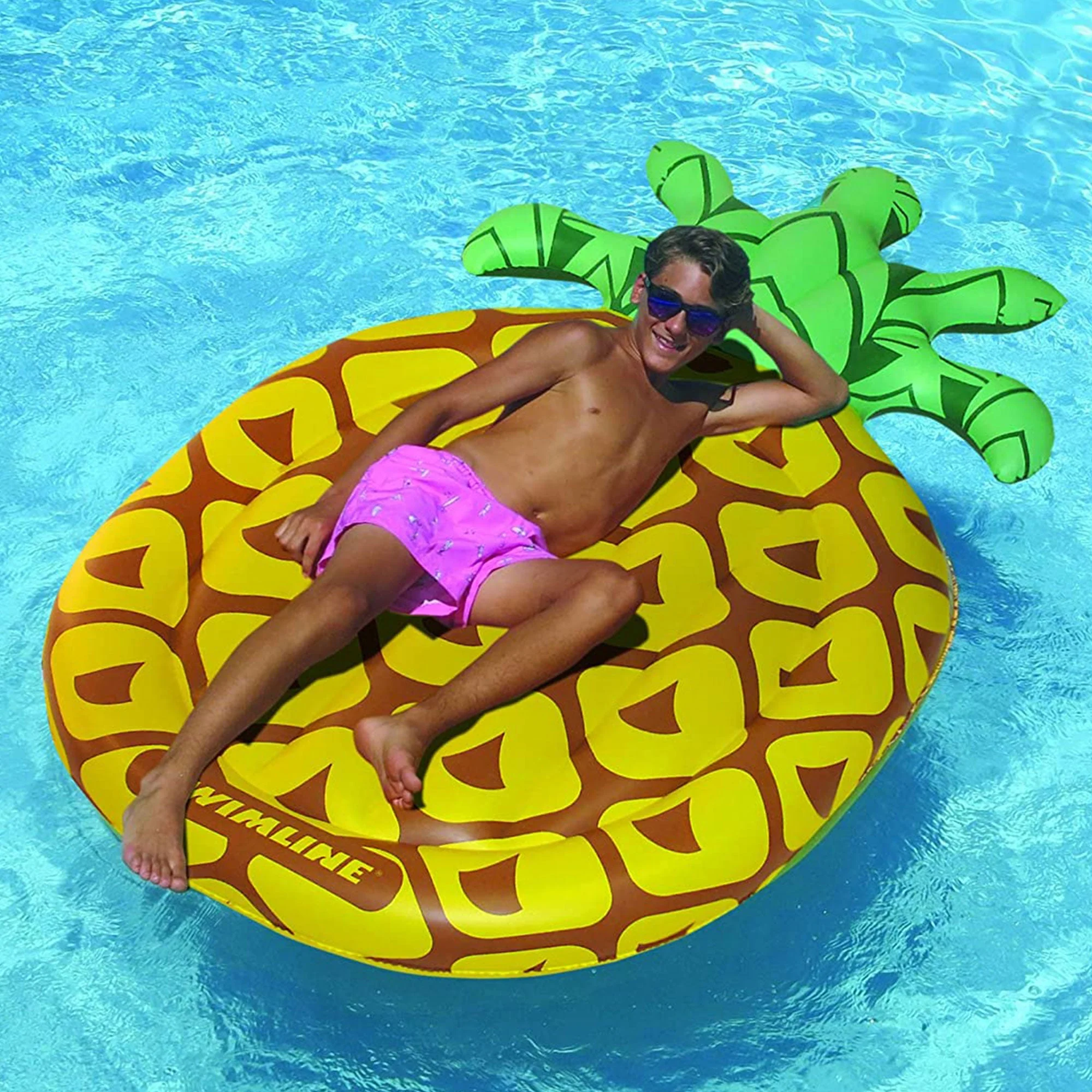 Swimline Jumbo 88" x 50" Inflatable Tropical Pineapple Pool Float Island Lounger - Image 3