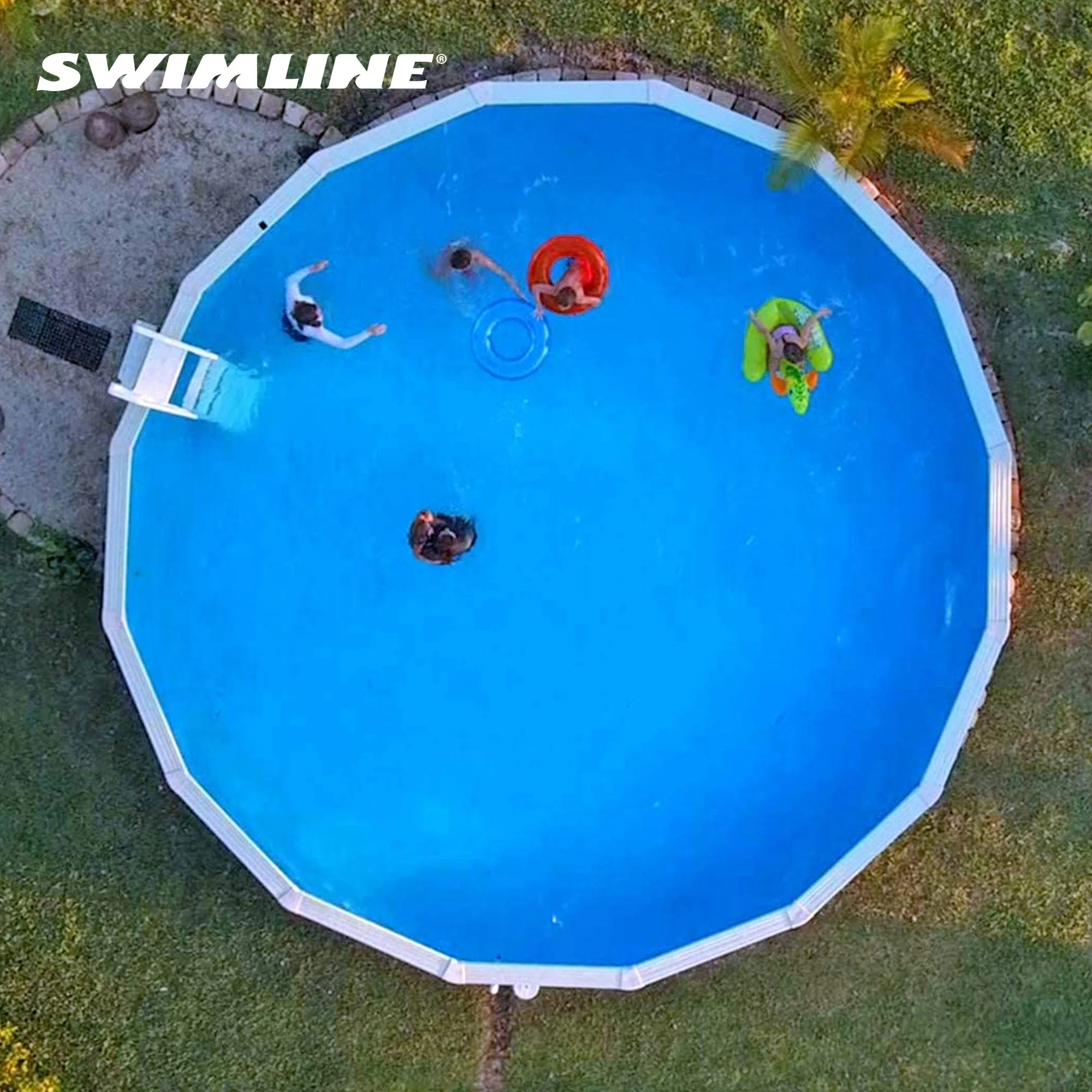 Swimline LI184820 18' Solid Blue Round Above Ground Swimming Pool Overlap Liner - Image 8