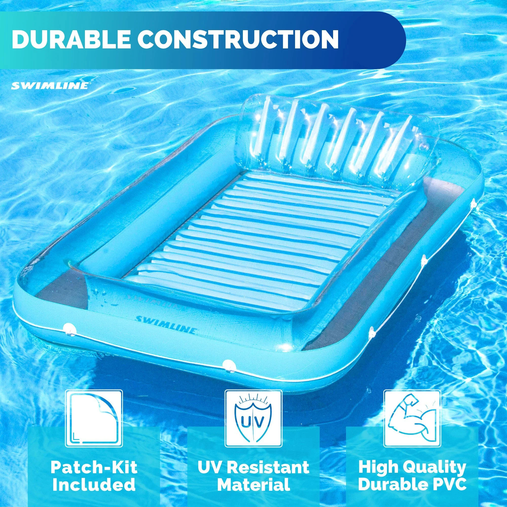 Swimline Original Suntan Tub Relaxing Outdoor Water Lounge Float, Blue (3 Pack) - Image 6