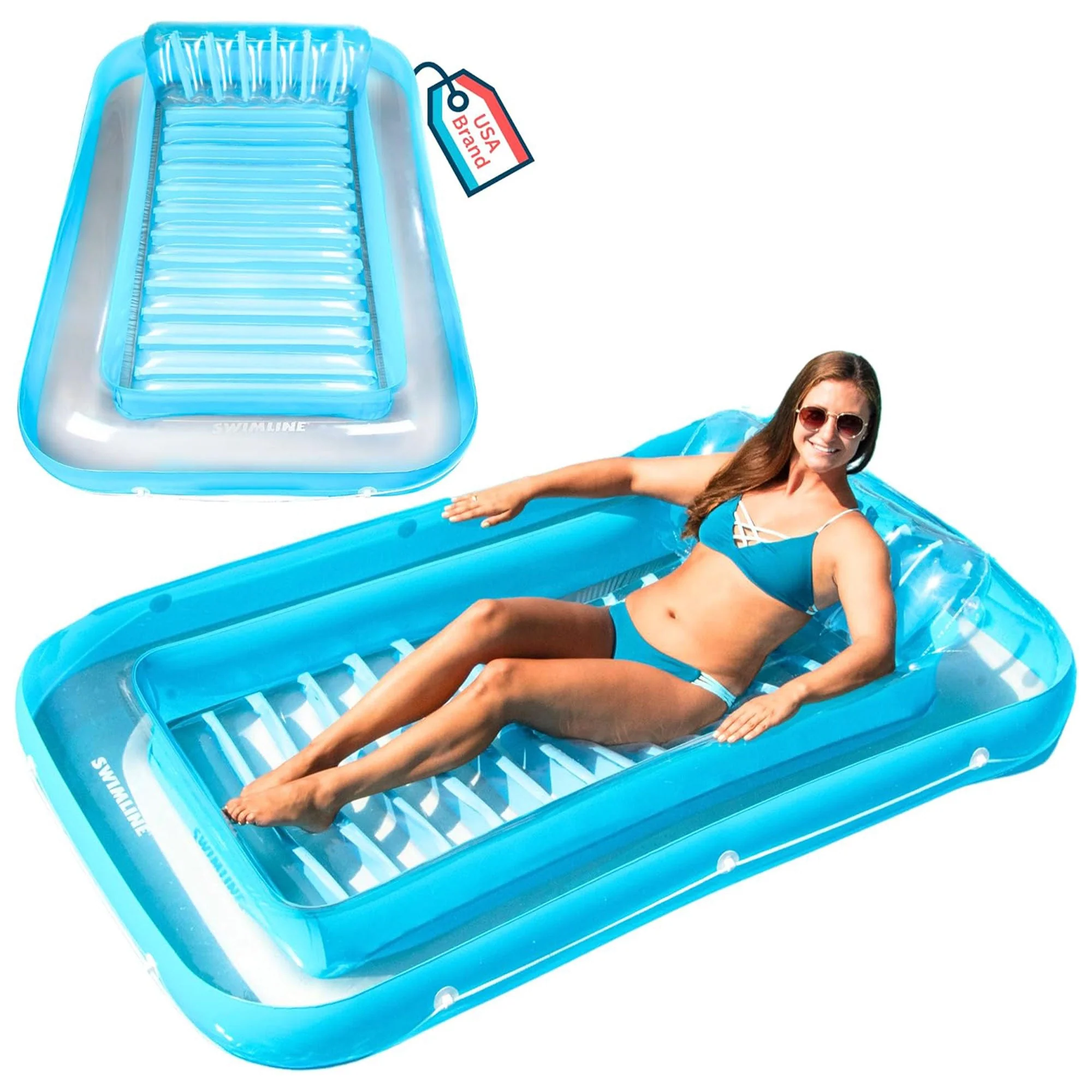 Swimline Original Suntan Tub Relaxing Outdoor Water Lounge Float, Blue (3 Pack) - Image 8