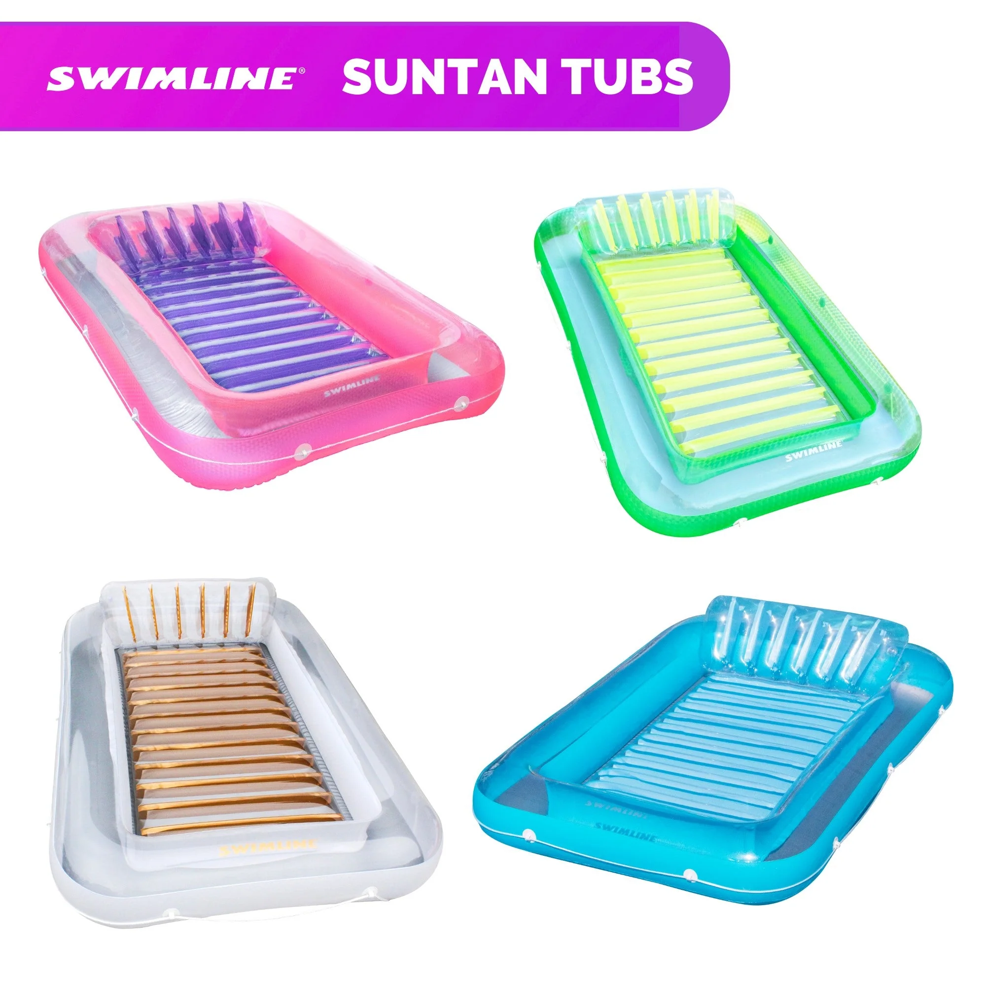 Swimline Original XL Suntan Tub Outdoor Water Lounge Float, Pink/Purple (2 Pack) - Image 8