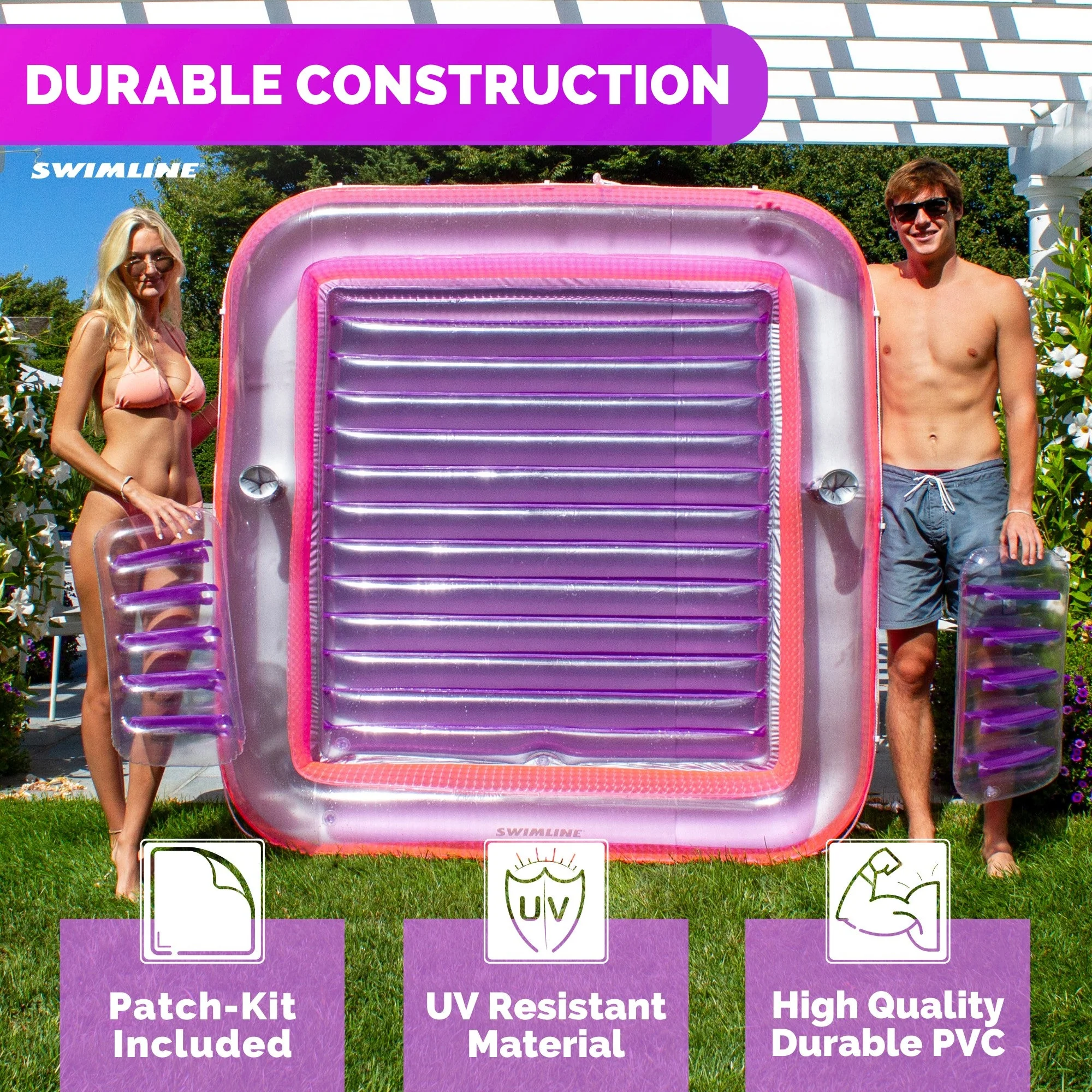 Swimline Original XL Suntan Tub Outdoor Water Lounge Float, Pink/Purple (3 Pack) - Image 7