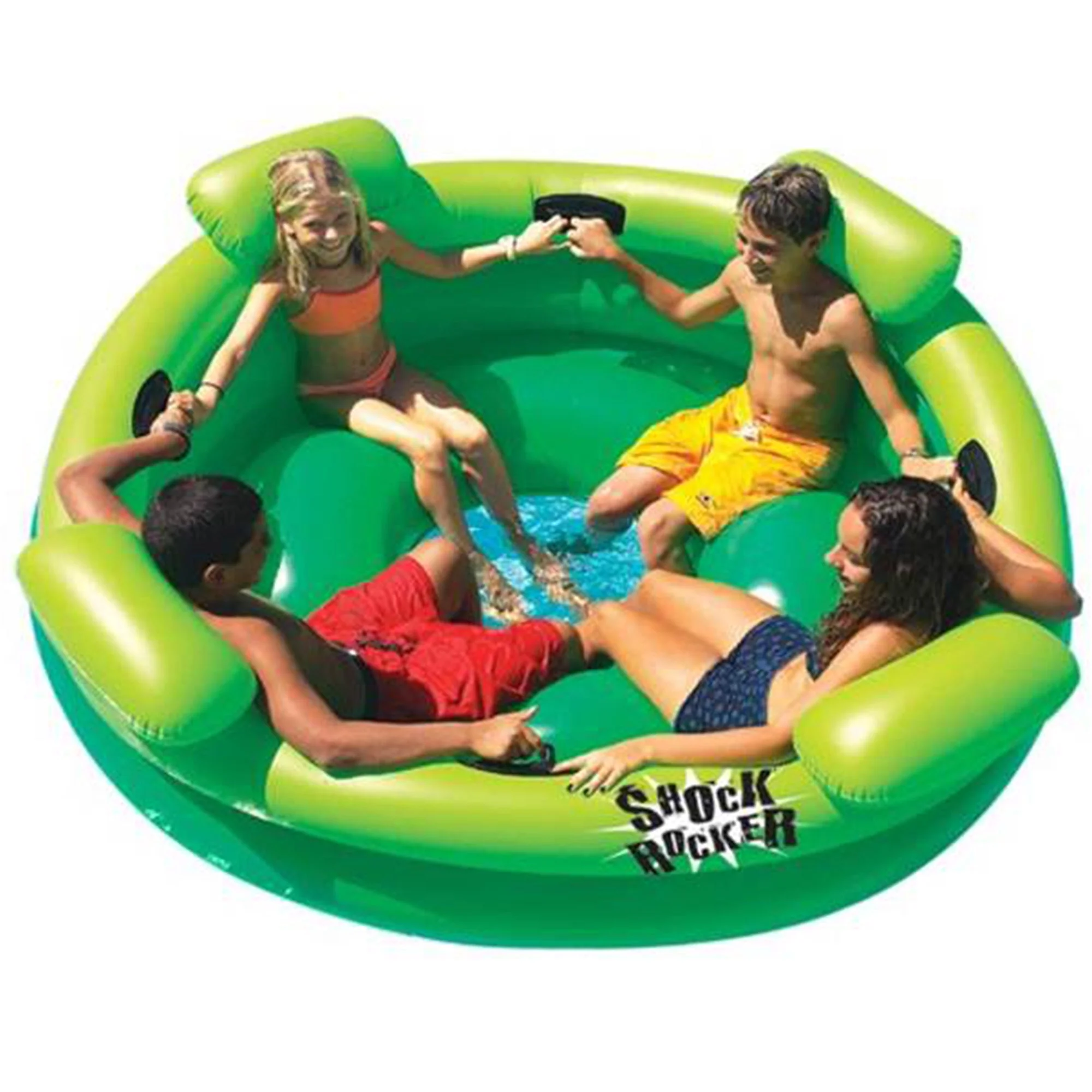 Swimline Shock Rocker 4-Person 72" Inflatable Float Island for Pool, Lake, Green - Image 6