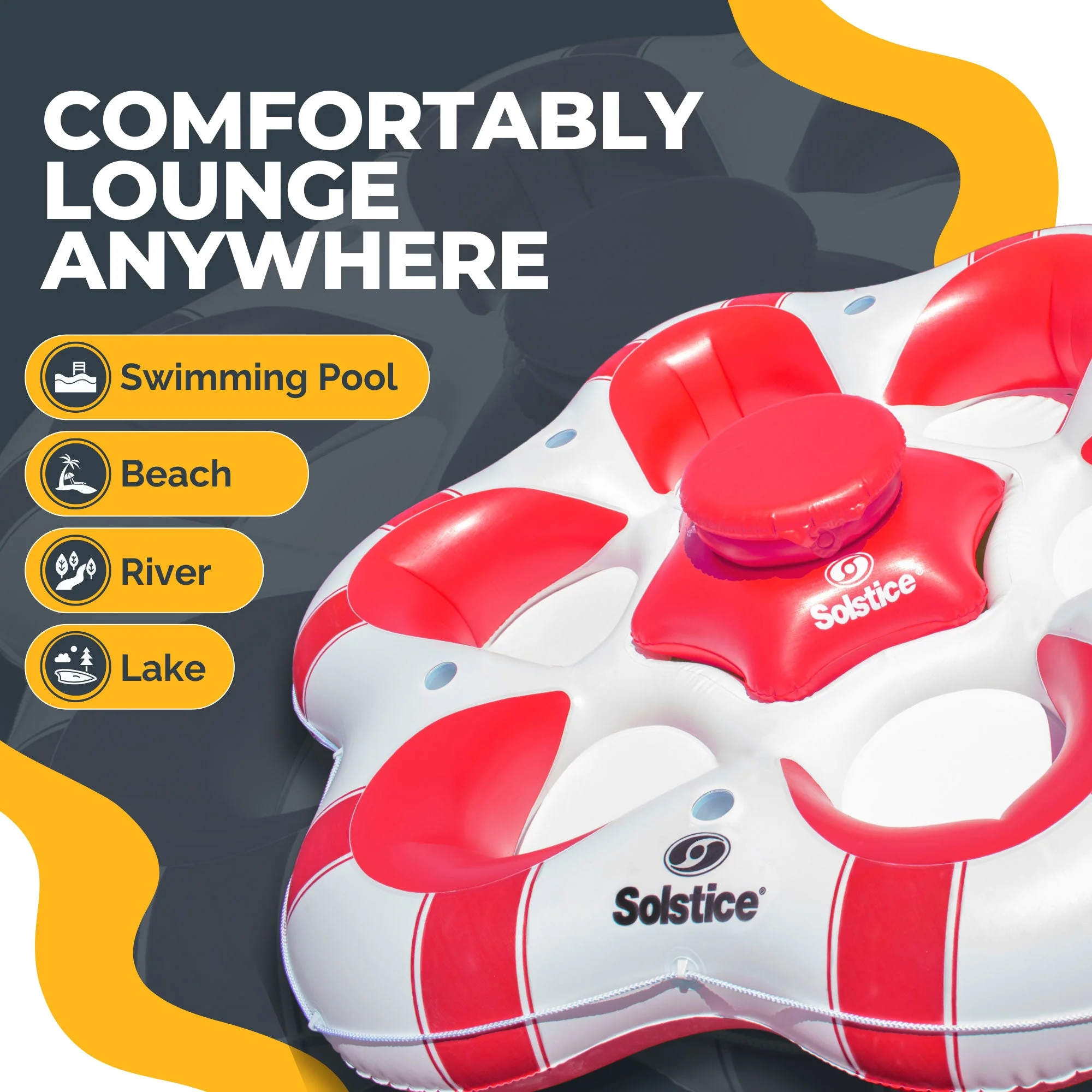 Swimline Solstice Inflatable SuperChill Island 6 Person Water Raft Float Lounger - Image 6