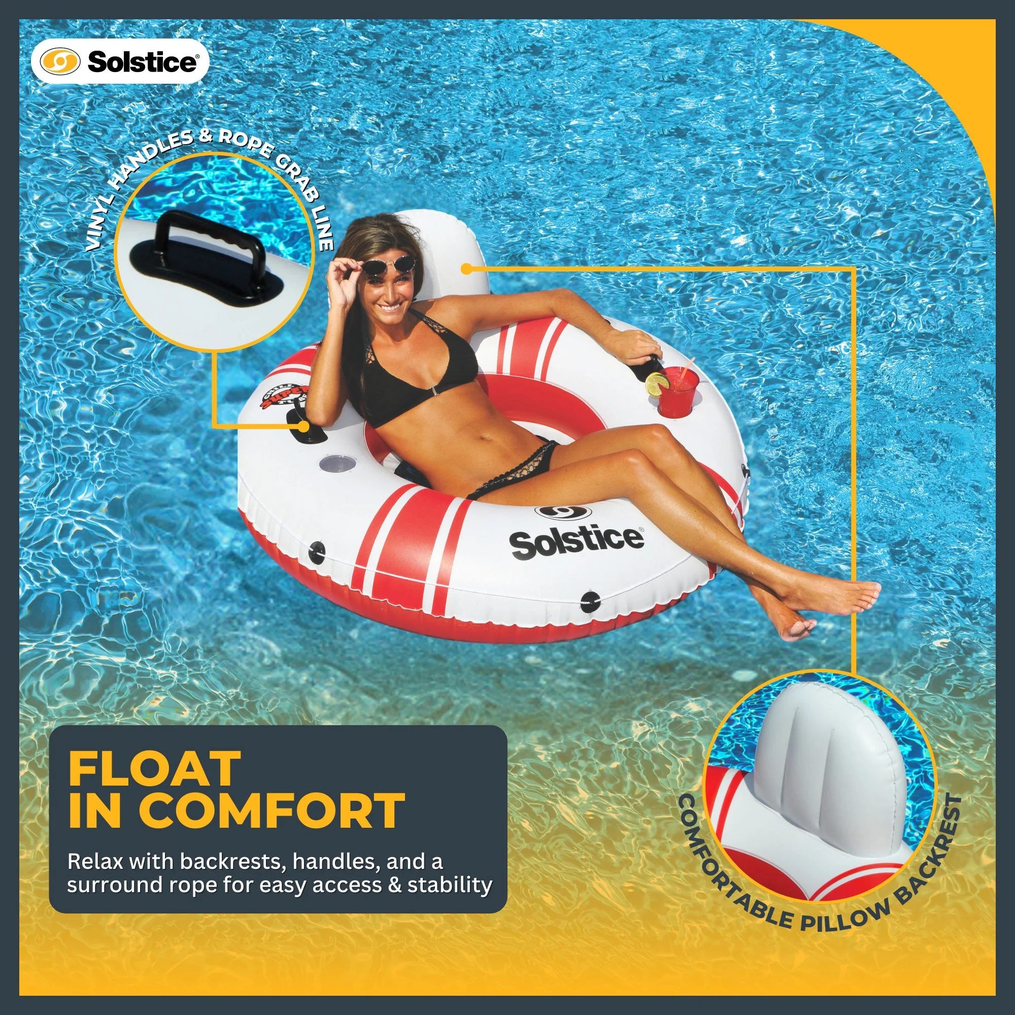 Swimline Super Chill Vinyl and Nylon Mesh Single Seat Swimming Pool Tube Float - Image 5