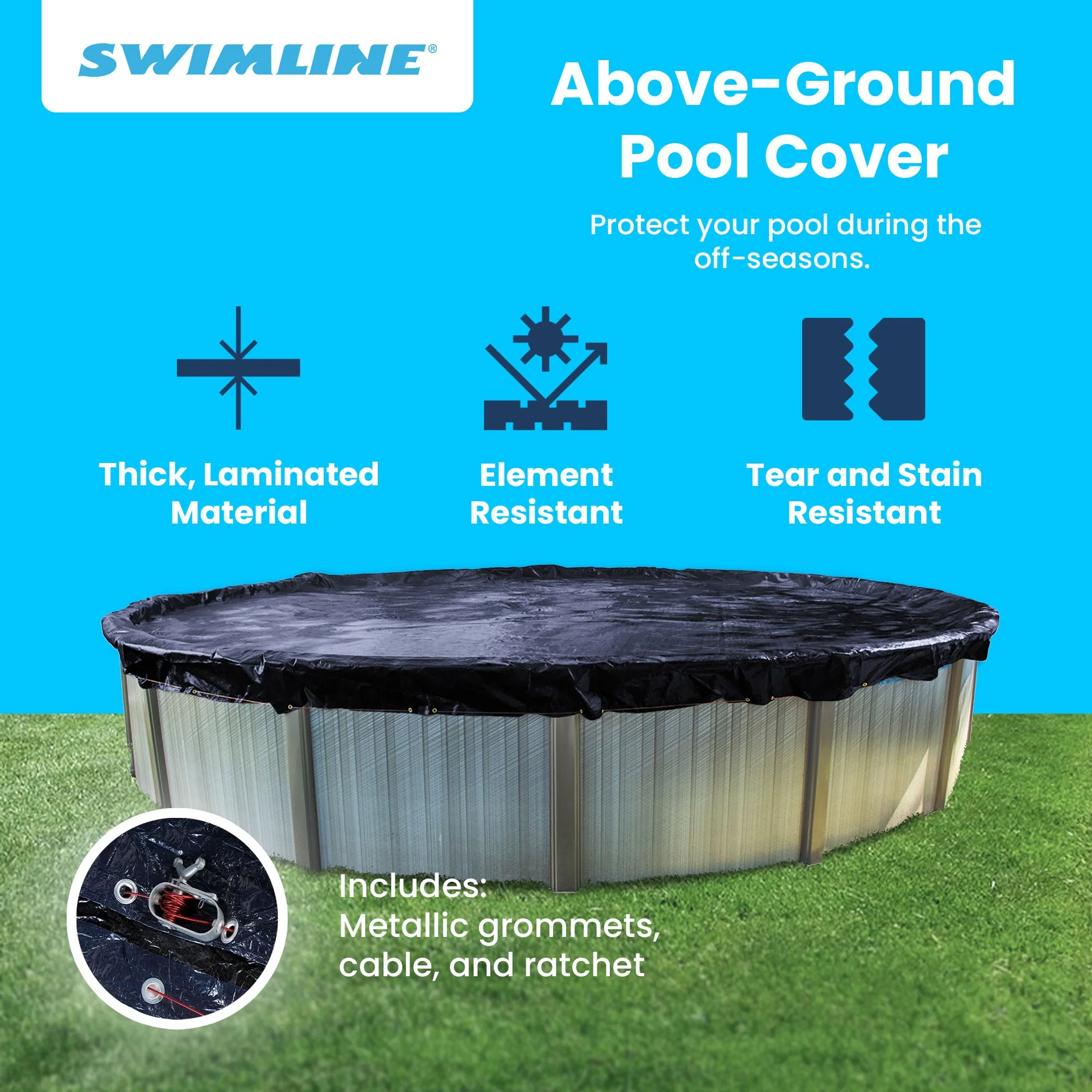 Swimline Winter Round Above Ground Swimming Pool Protective Cover 18' Two - Image 2