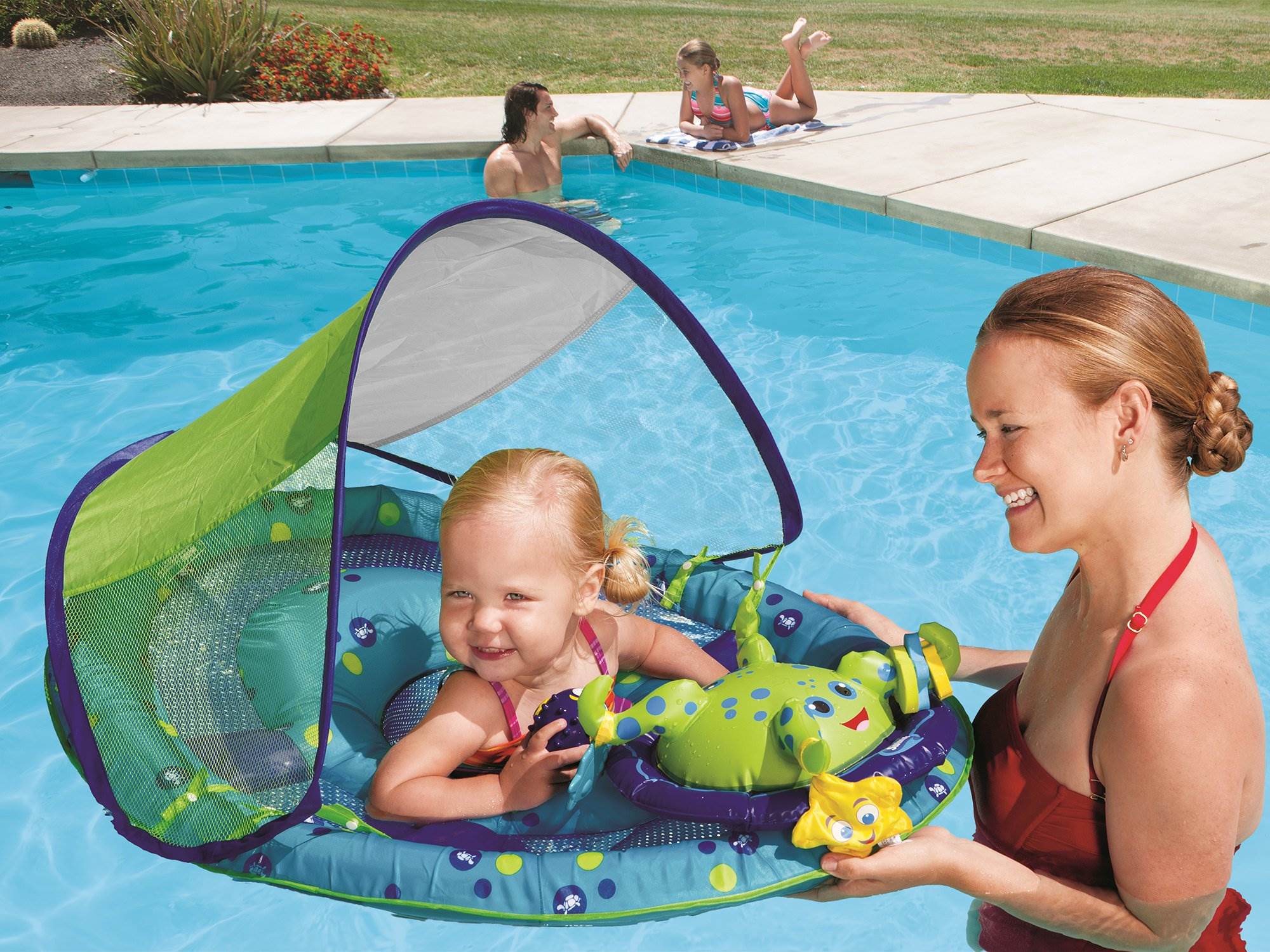 SwimWays Baby Spring Float Activity Center Pool Raft with Sun Canopy (2 Pack) - Image 6