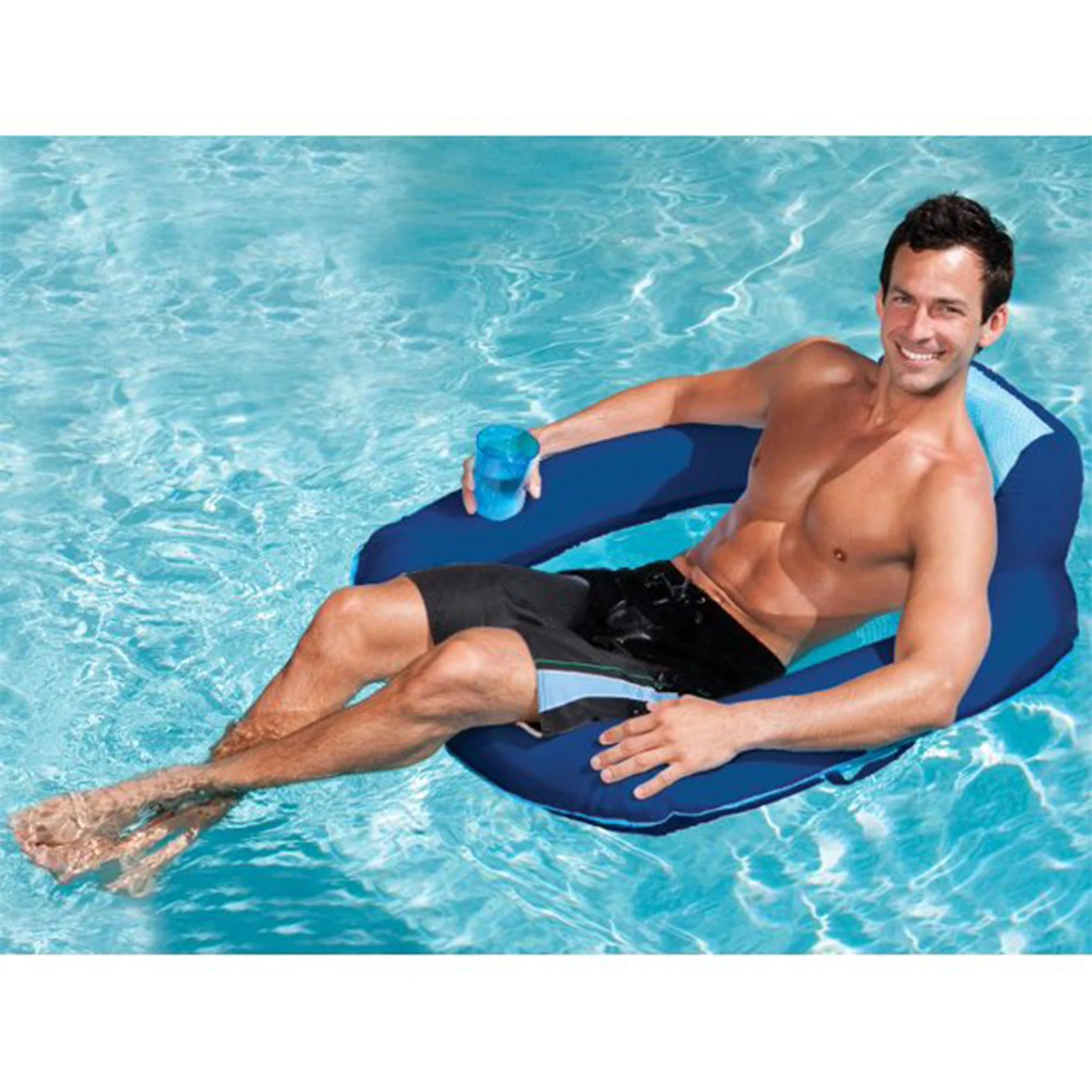 SwimWays Spring Float SunSeat Water Pool Summertime Relaxation Lounge Seat, Blue - Image 3