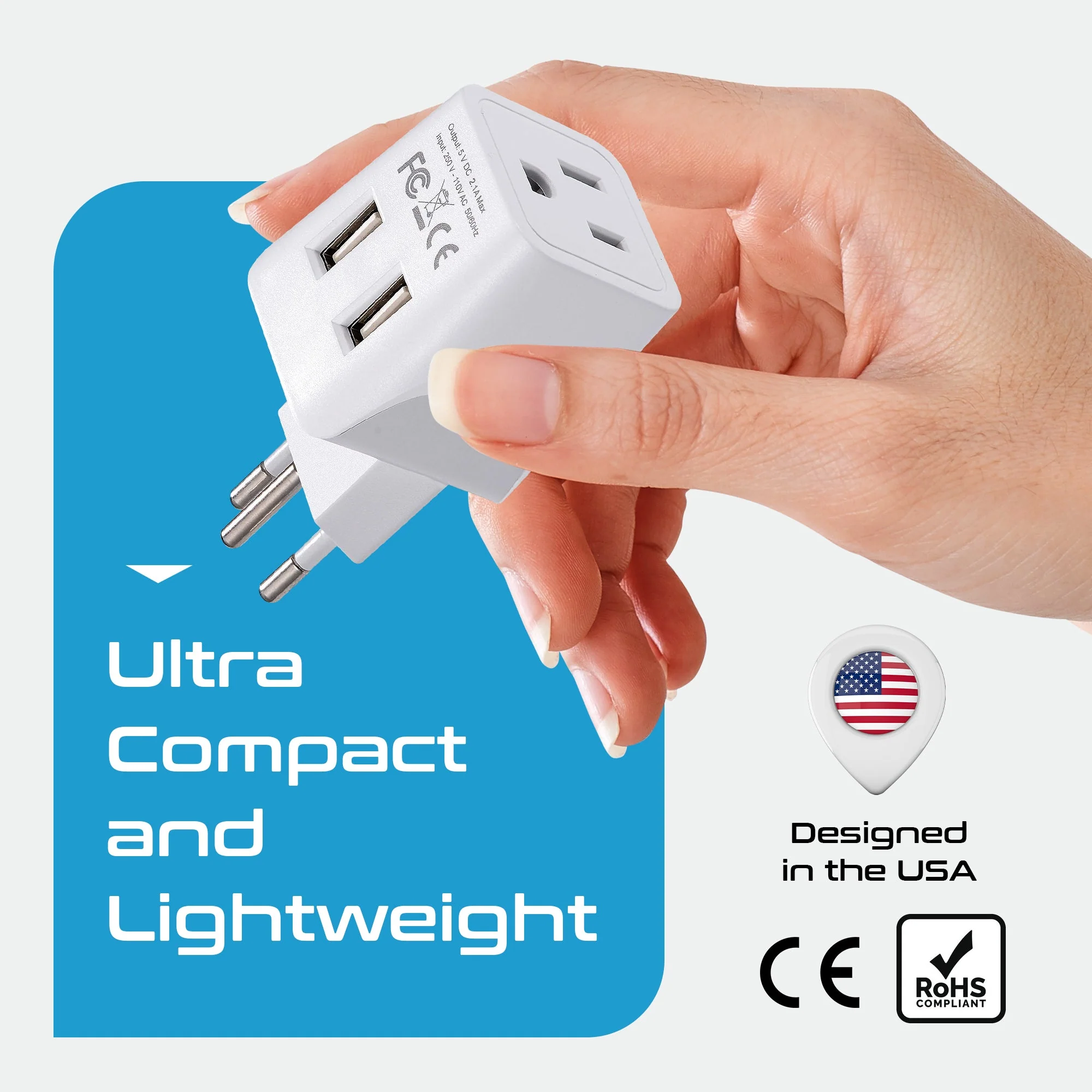 Switzerland Travel Adapter - Type J - Dual USB (CTU-11A) - Image 8