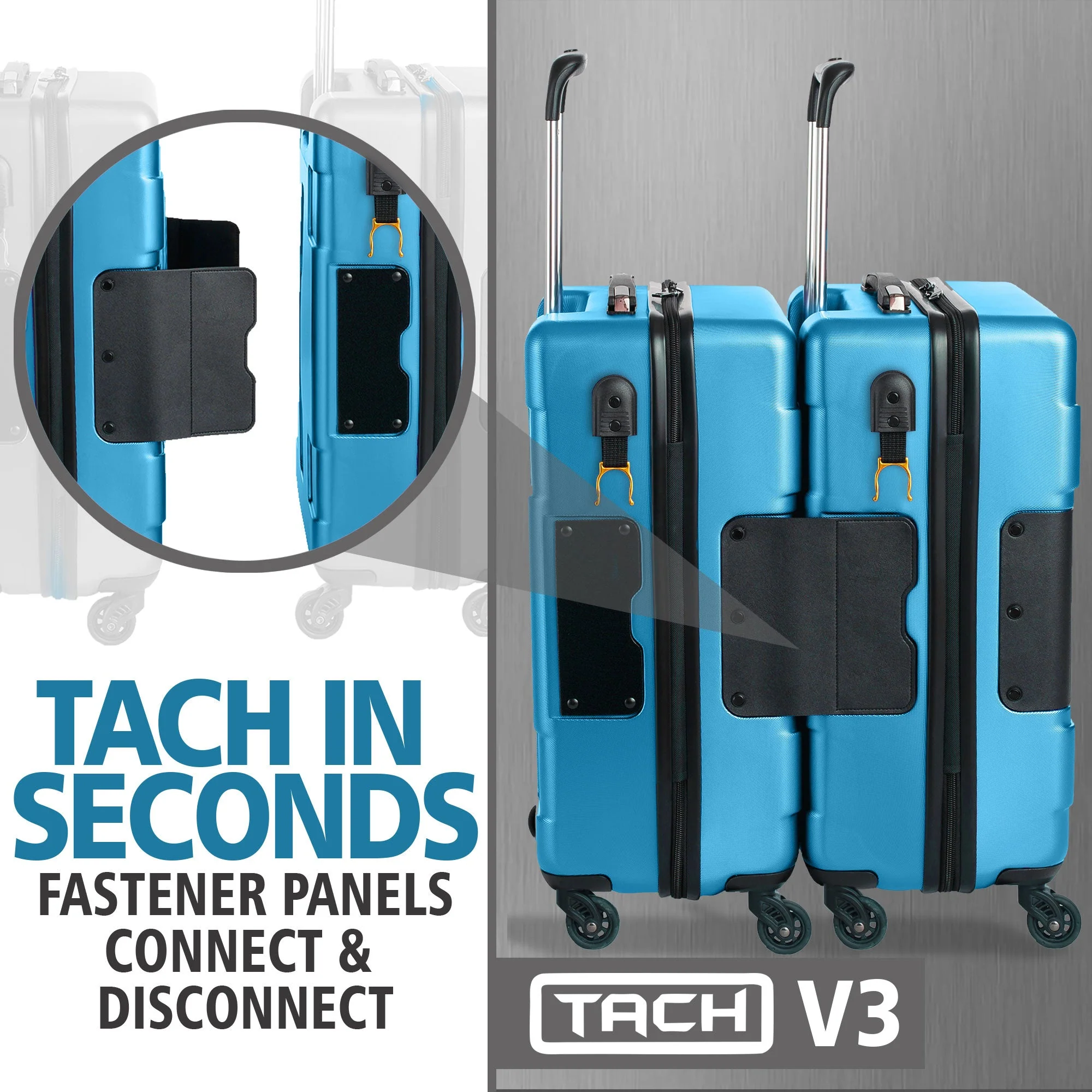 TACH V3.1 Connectable Hard Shell Carry On Spinner Suitcase Luggage Bag, Sky Blue - Image 2
