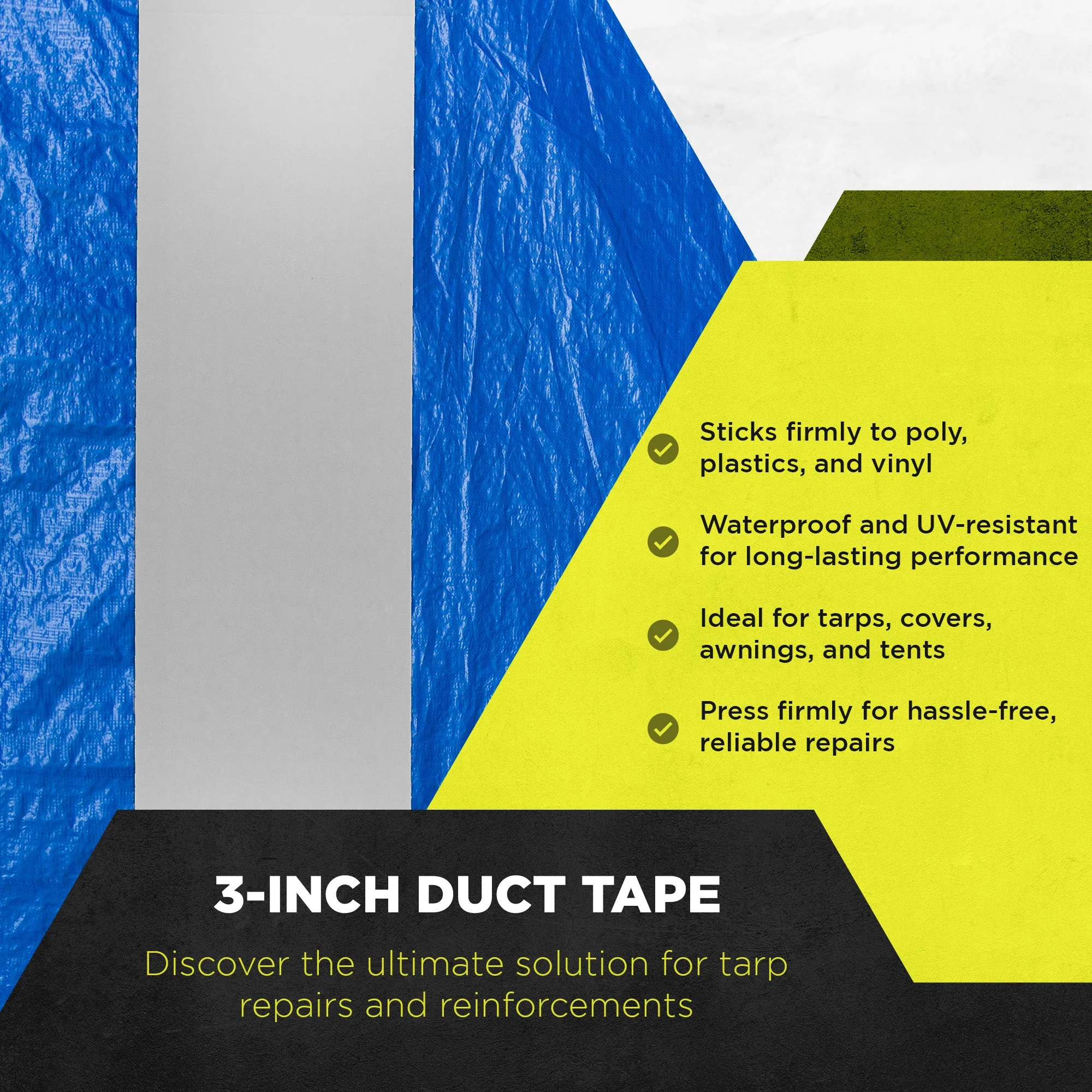 Tarp Tape 3 Inch Duct Tape Adhesive Ideal for Tarps, Covers, Awnings, & Tents - Image 2