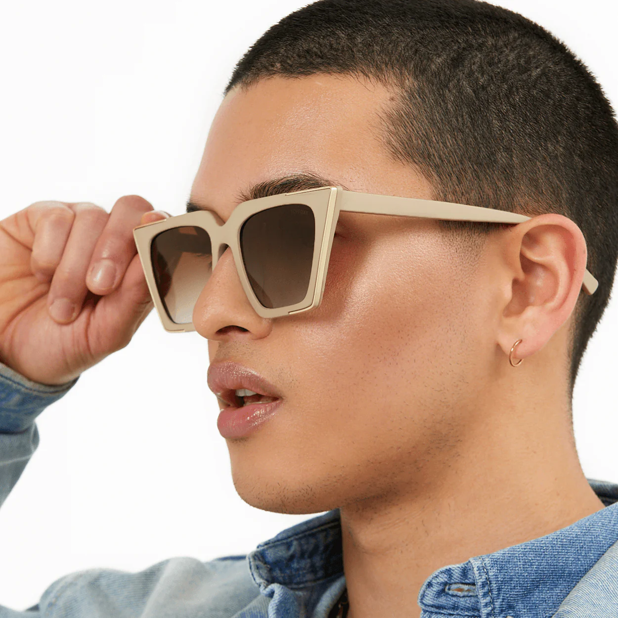 The CEO - Nude Frame Brown Lens Cateye Sunglasses - Image 4