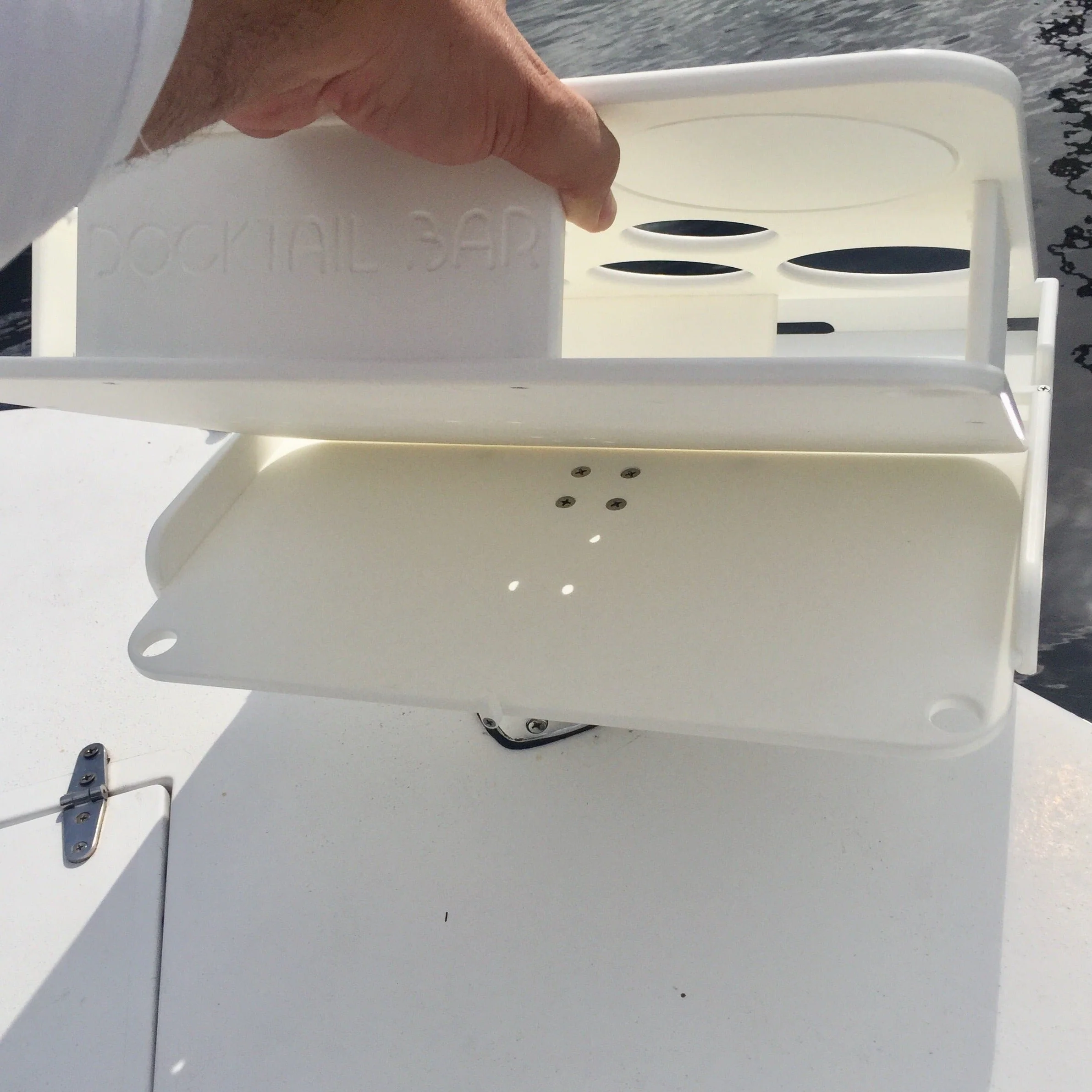 The Docktail Boat Table Caddy plus Bait Table Includes All Angle Adjustable Rod Holder Mount - Image 3