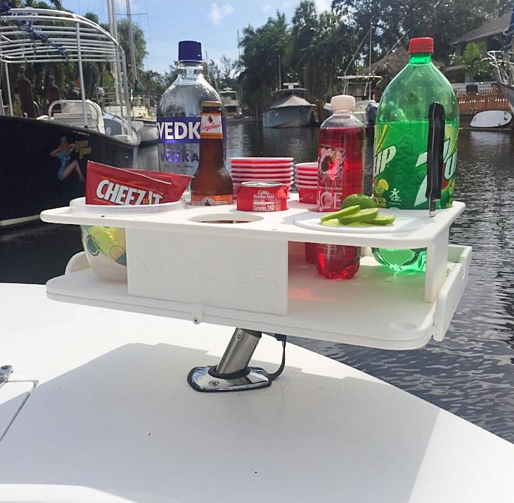 The Docktail Boat Table Caddy plus Bait Table Includes All Angle Adjustable Rod Holder Mount - Image 6