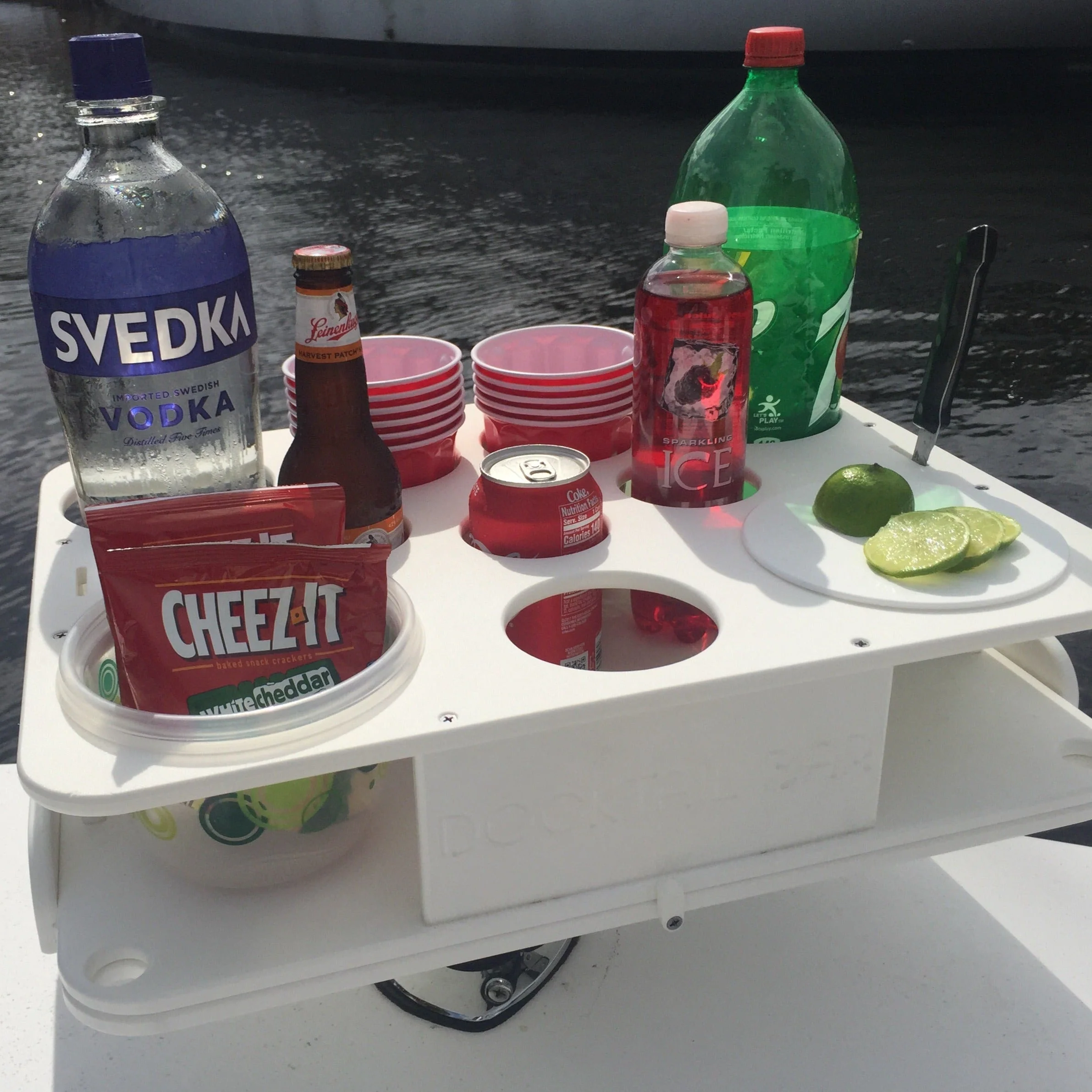 The Docktail Boat Table Caddy plus Bait Table Includes All Angle Adjustable Rod Holder Mount - Image 8