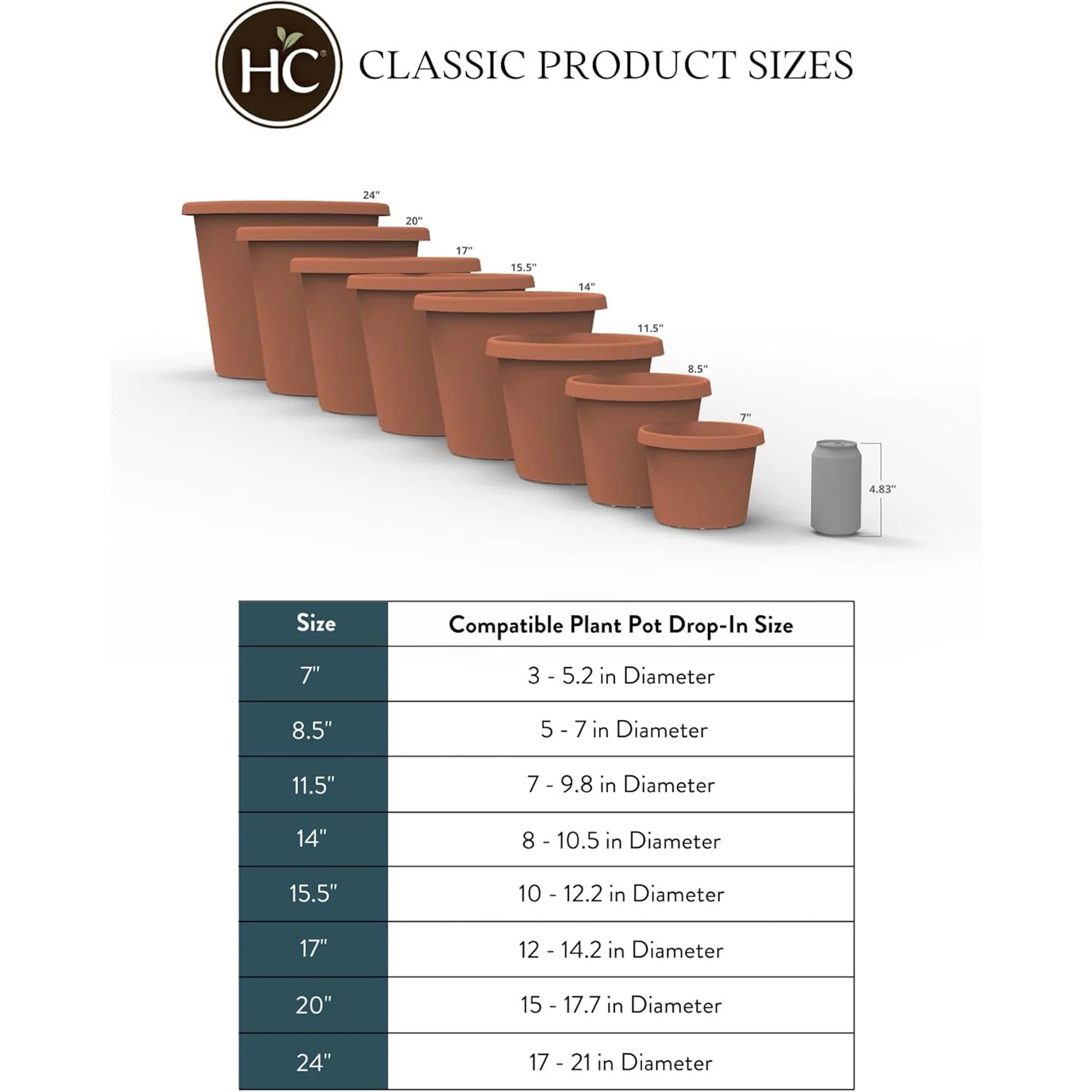 The HC Companies 16" Plastic Indoor Outdoor Classic Flower Pot Planter, Beige - Image 5