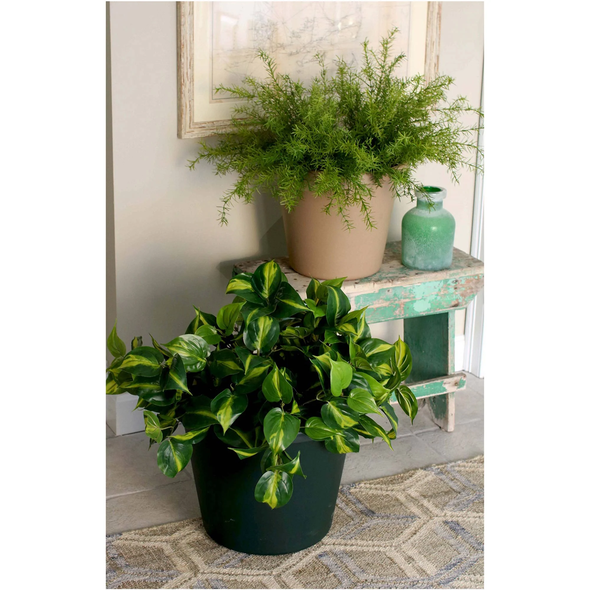The HC Companies 24 Inch Plastic Classic Flower Pot Planter, Brown (2 Pack) - Image 5