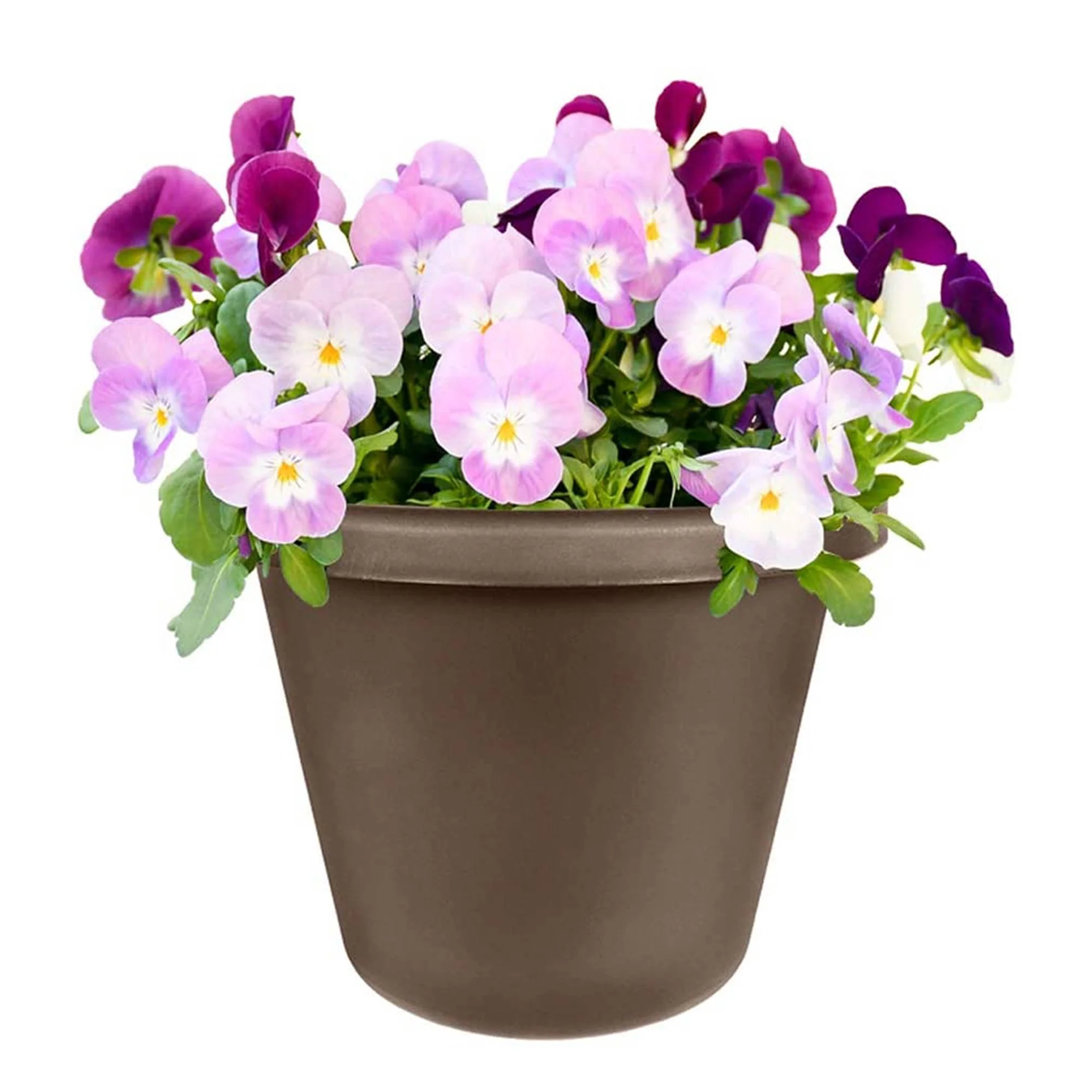 The HC Companies 24 Inch Plastic Classic Flower Pot Planter, Brown (2 Pack) - Image 6