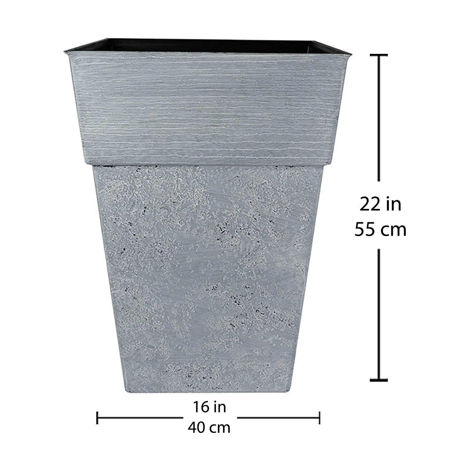 The HC Companies Avino 16-Inch Square Resin Planter Pot, Oxidized Black (2 Pack) - Image 2