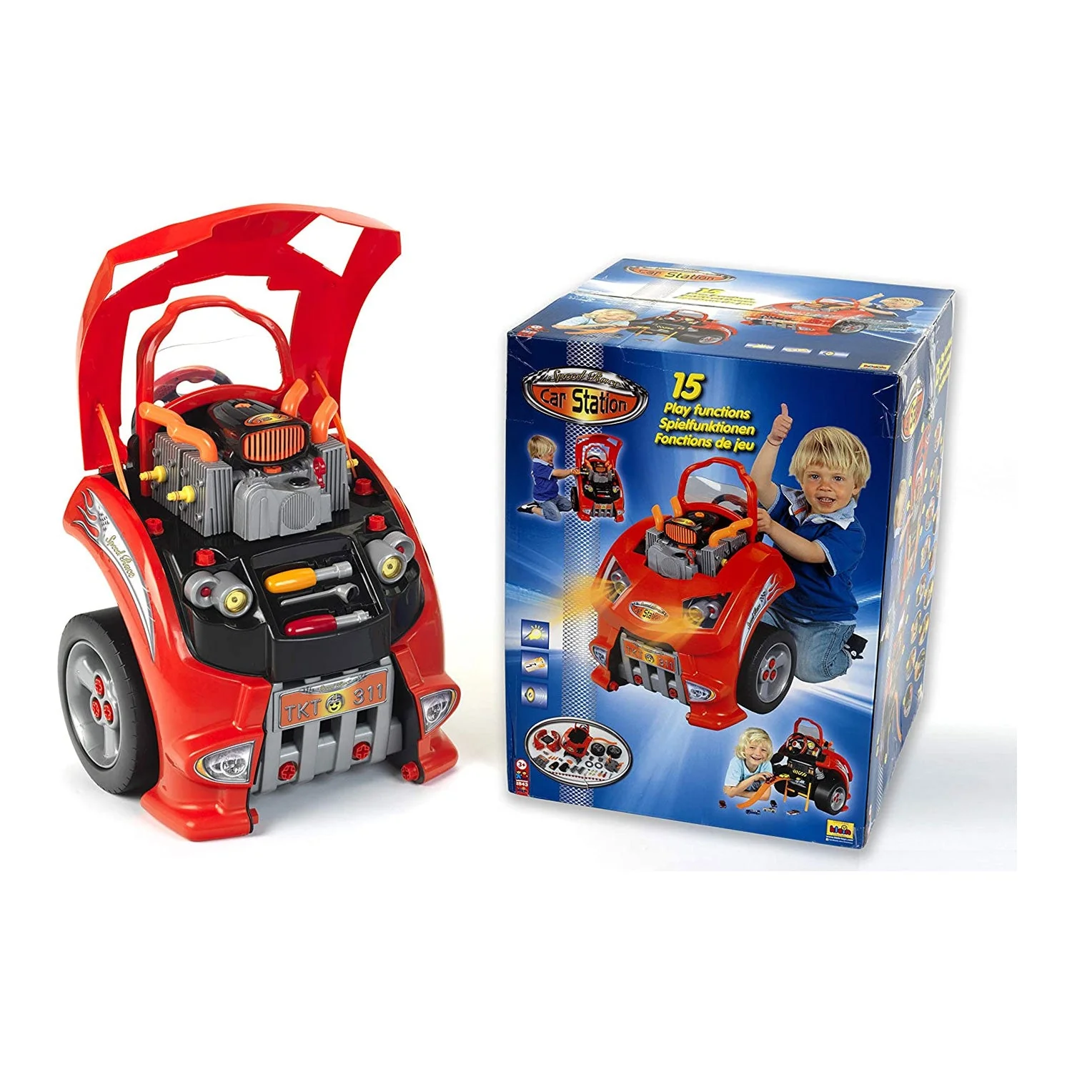 Theo Klein Interactive Toy Car and Engine Service Maintenance Station Play Set - Image 11