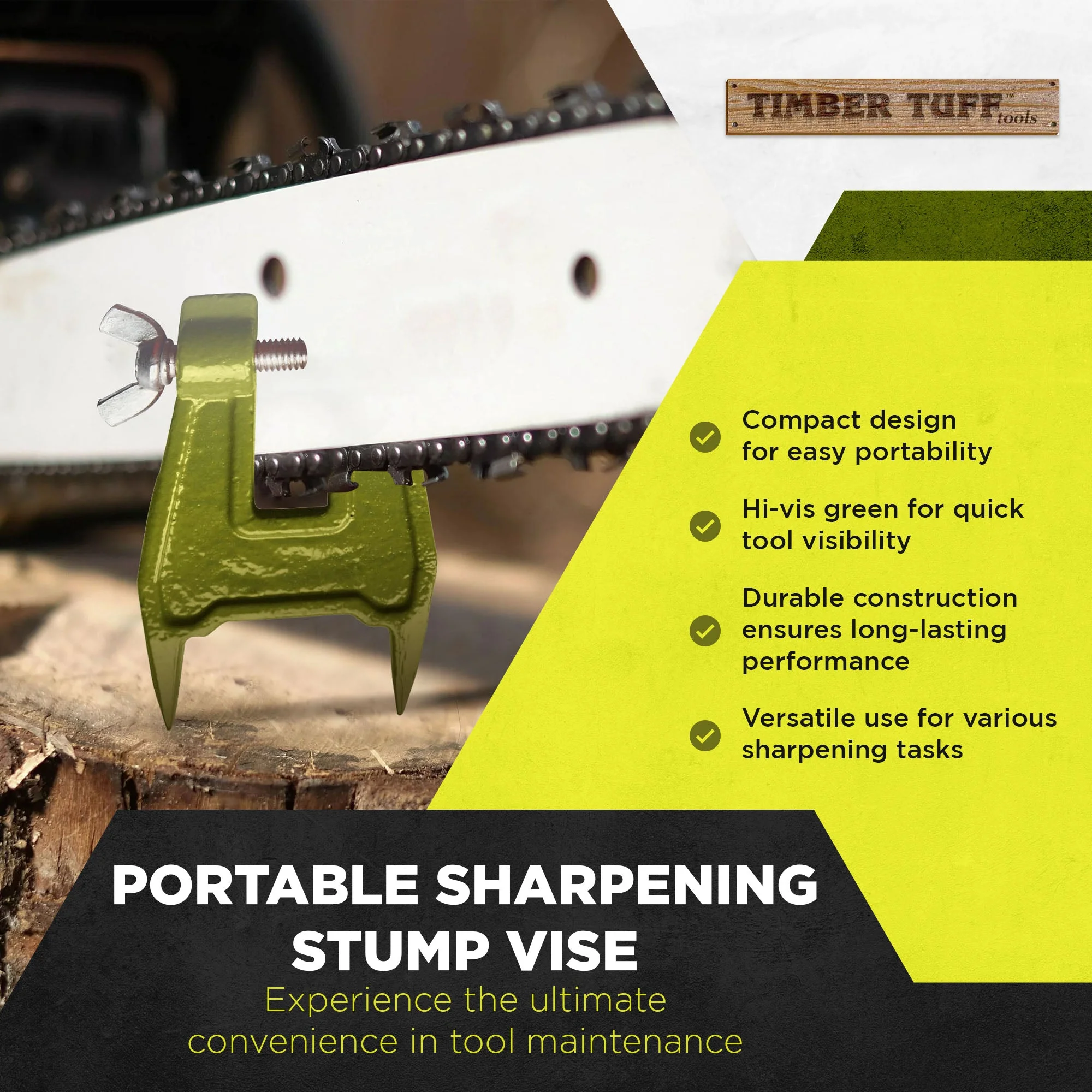 Timber Tuff Portable Sharpening Stump Vise for Tools and Home Improvement, Green - Image 2