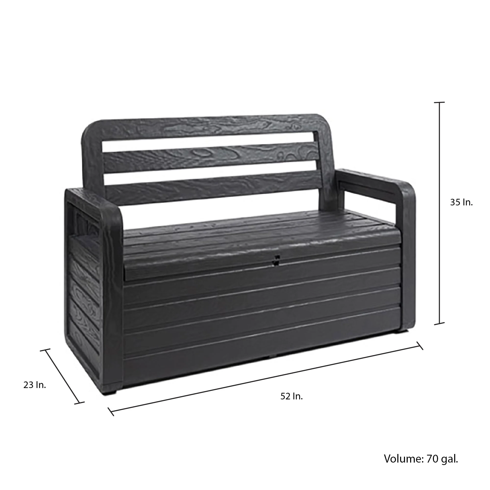 Toomax Foreverspring 70 Gallon Outdoor Deck Storage Box Chest Bench, Dark Gray - Image 4
