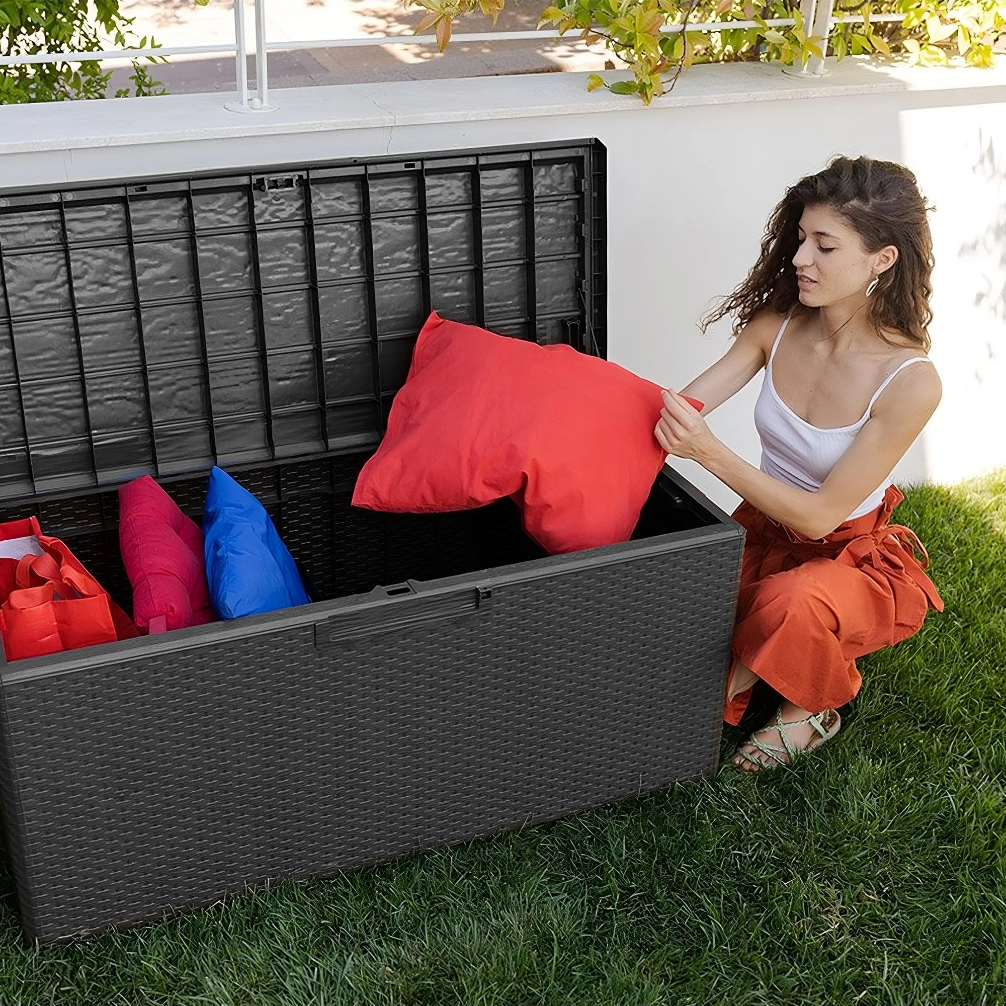 Toomax Portofino Large 90 Gallon Plastic Outdoor Storage Backyard Deck Box, Gray - Image 6