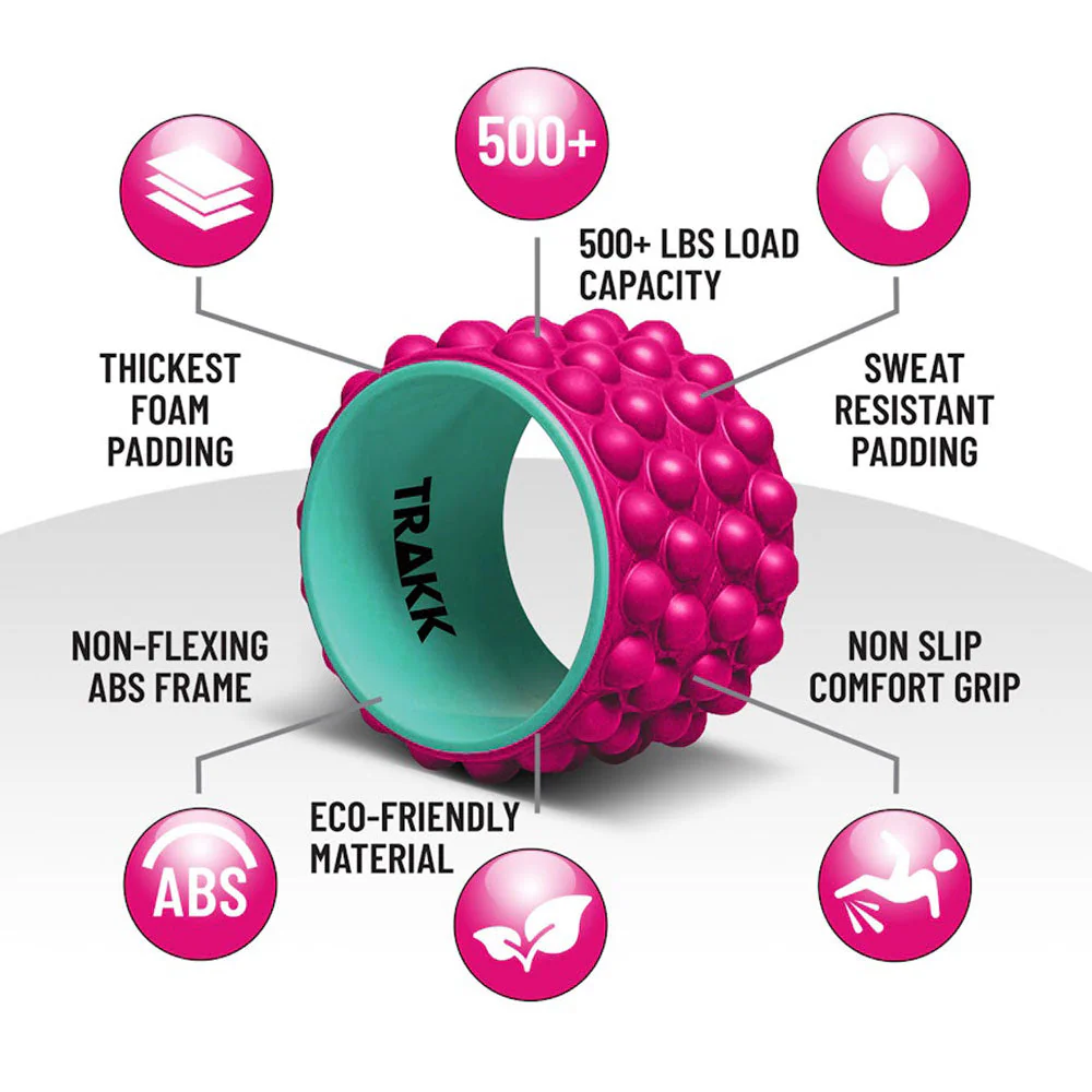 TRAKK ACCU-WHEEL Foam Roller Recovery Wheel for Full Body Pain Relief, Pink - Image 2