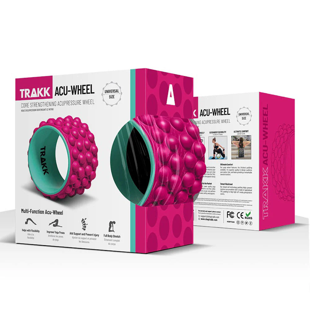 TRAKK ACCU-WHEEL Foam Roller Recovery Wheel for Full Body Pain Relief, Pink - Image 6