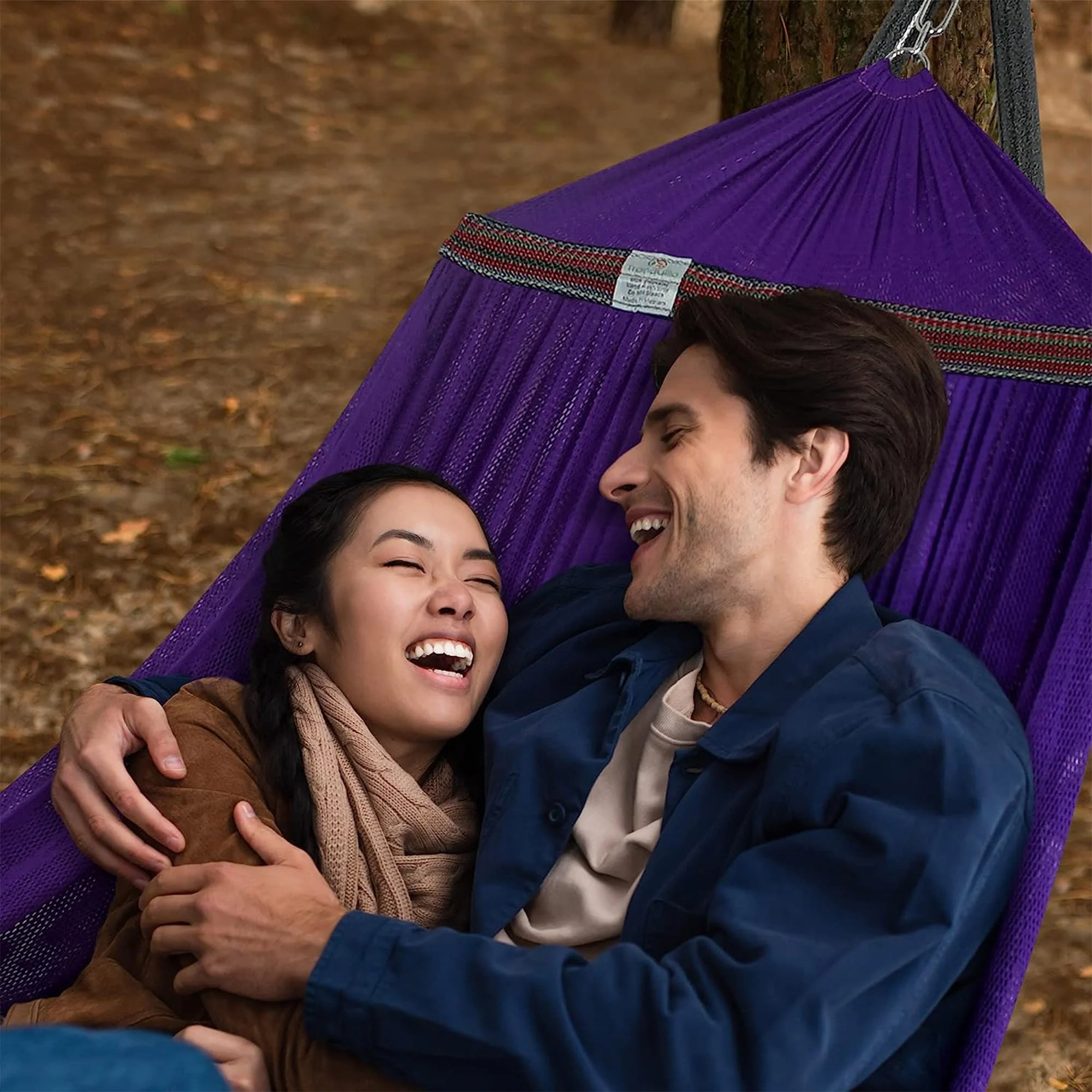 Tranquillo Universal 106.5" Double Hammock with Adjustable Stand and Bag, Purple - Image 12