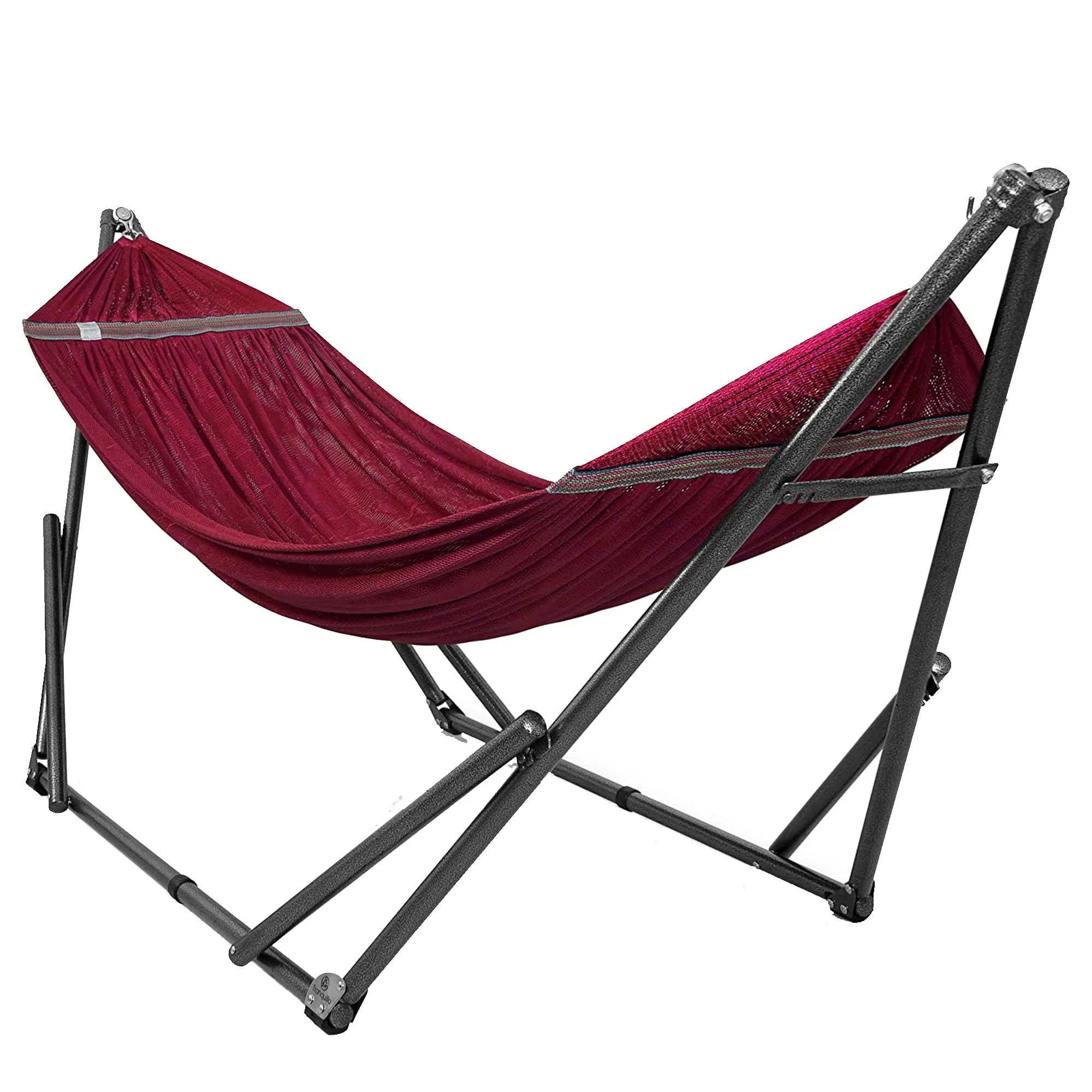 Tranquillo Universal 106.5" Double Hammock with Adjustable Stand and Bag, Red - Image 2